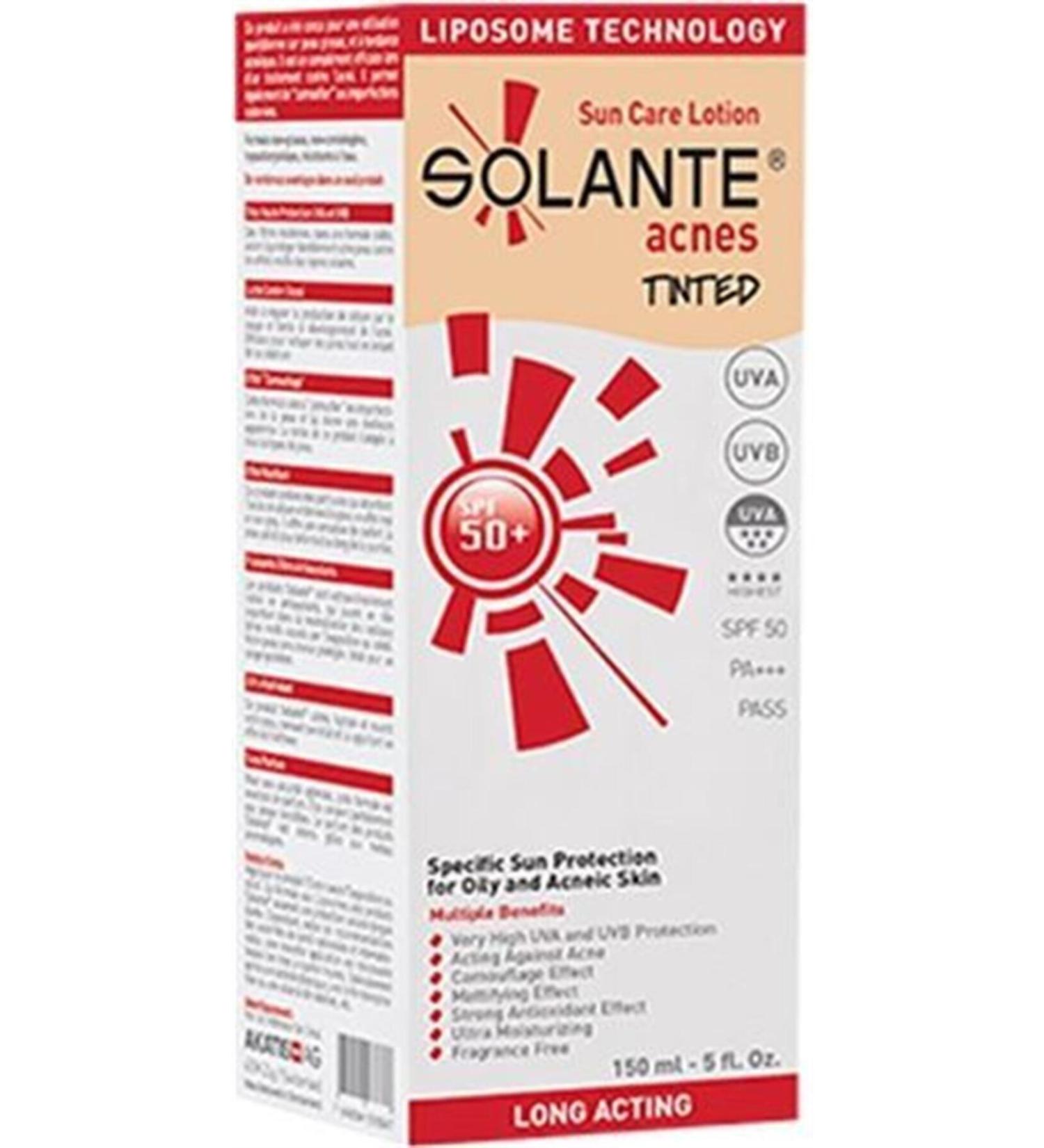 Solante Acnes Tinted Sun Care Lotion Spf 50+ 150 Ml Anti-Acne Tinted Sun Lotion
