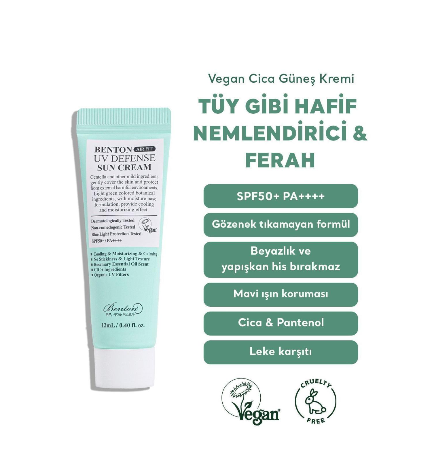 Benton Air Fit UV Defense Sun Cream SPF50+ PA++++ 12ml - Vegan Cica Sun Cream - Buy Online on GoSupps.com