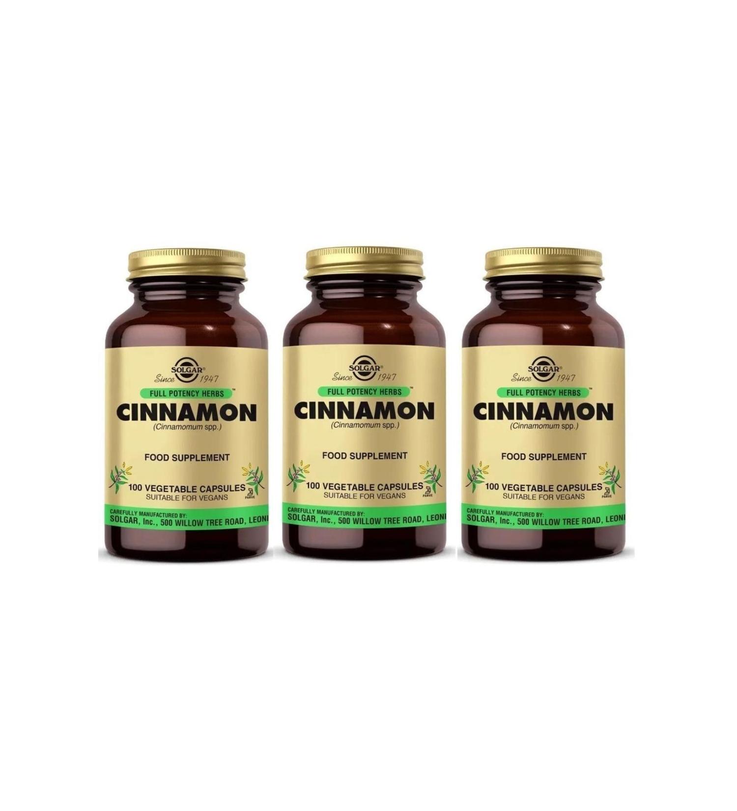 Solgar Cinnamon 100 Capsules 3 Pieces - Buy Online on GoSupps.com