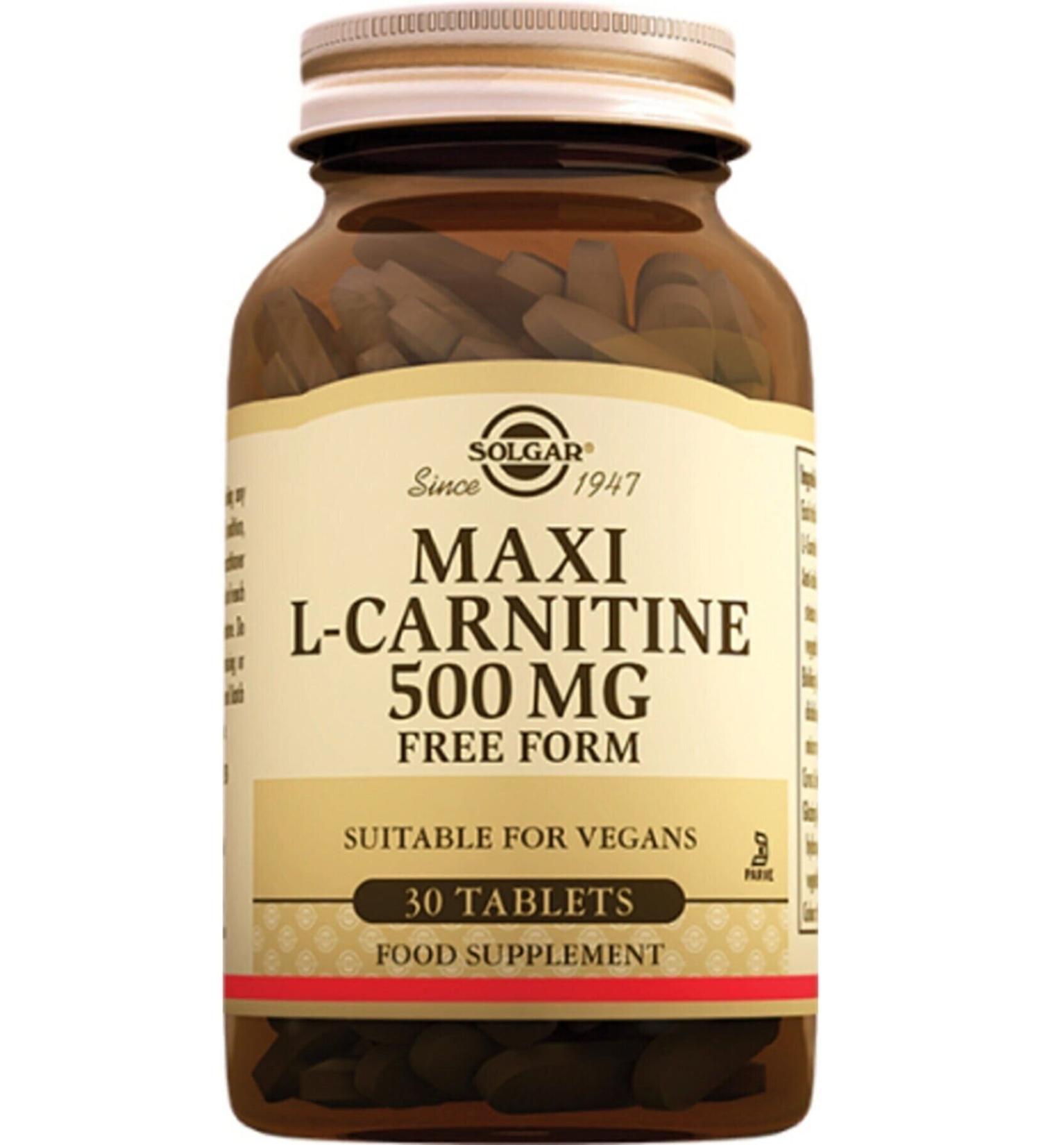 Solgar Maxi L Carnitine 500 Mg 30 Tablets