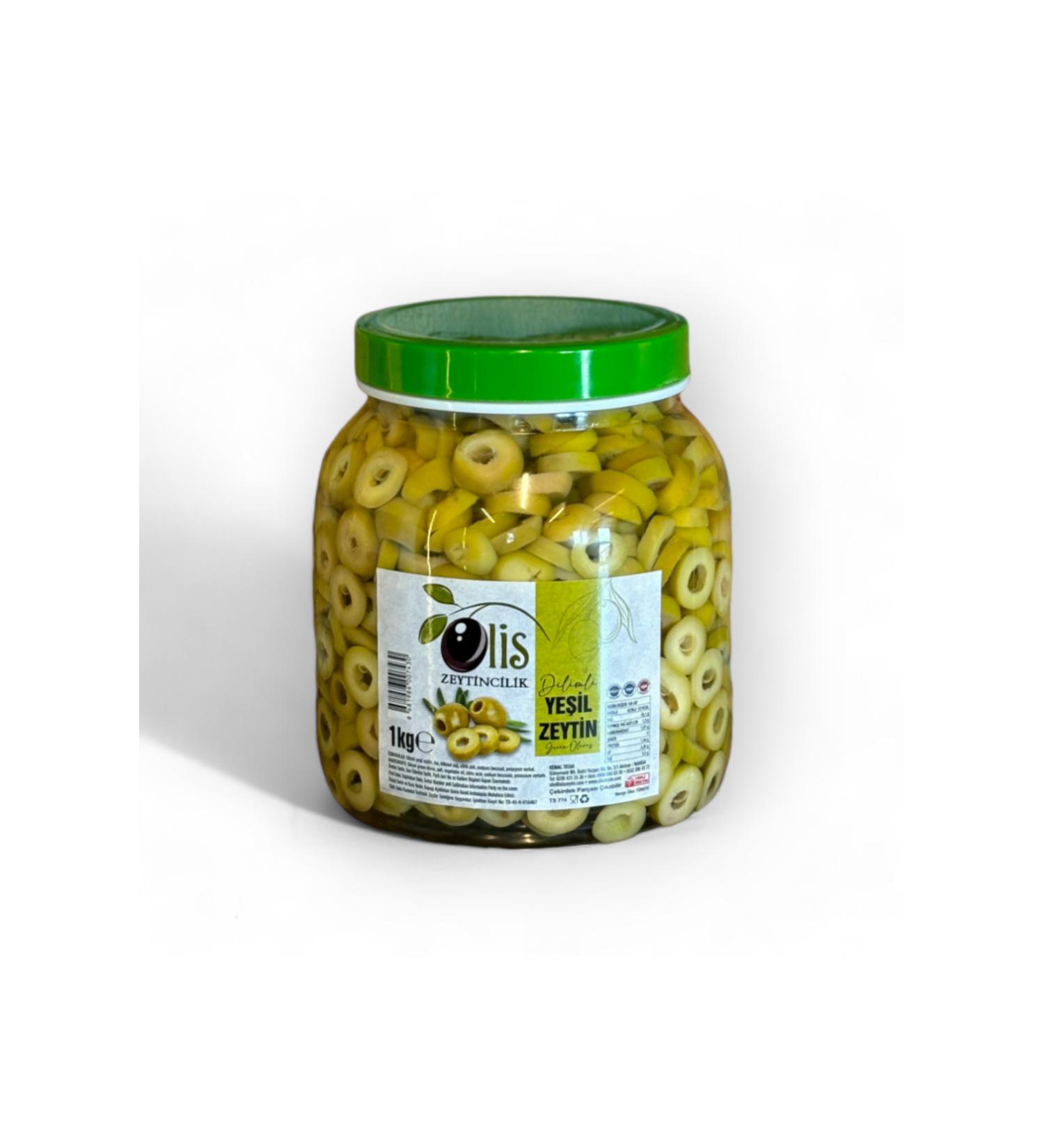 Olis Olives Sliced Green Olives - Drained Weight 1 Kg. - Pet - Buy Online on GoSupps.com