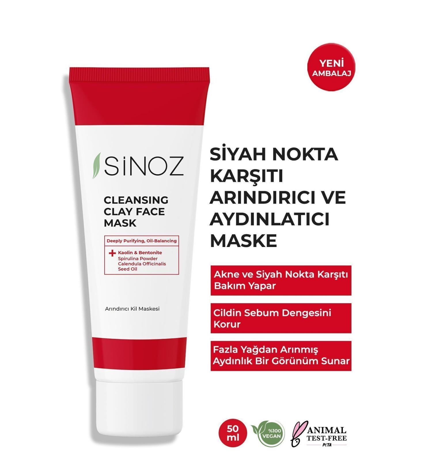 Sinoz Anti-Acne and Anti-Blackhead Purifying Face Care Clay Mask 50 ml For All Skin Types - Buy Online on GoSupps.com