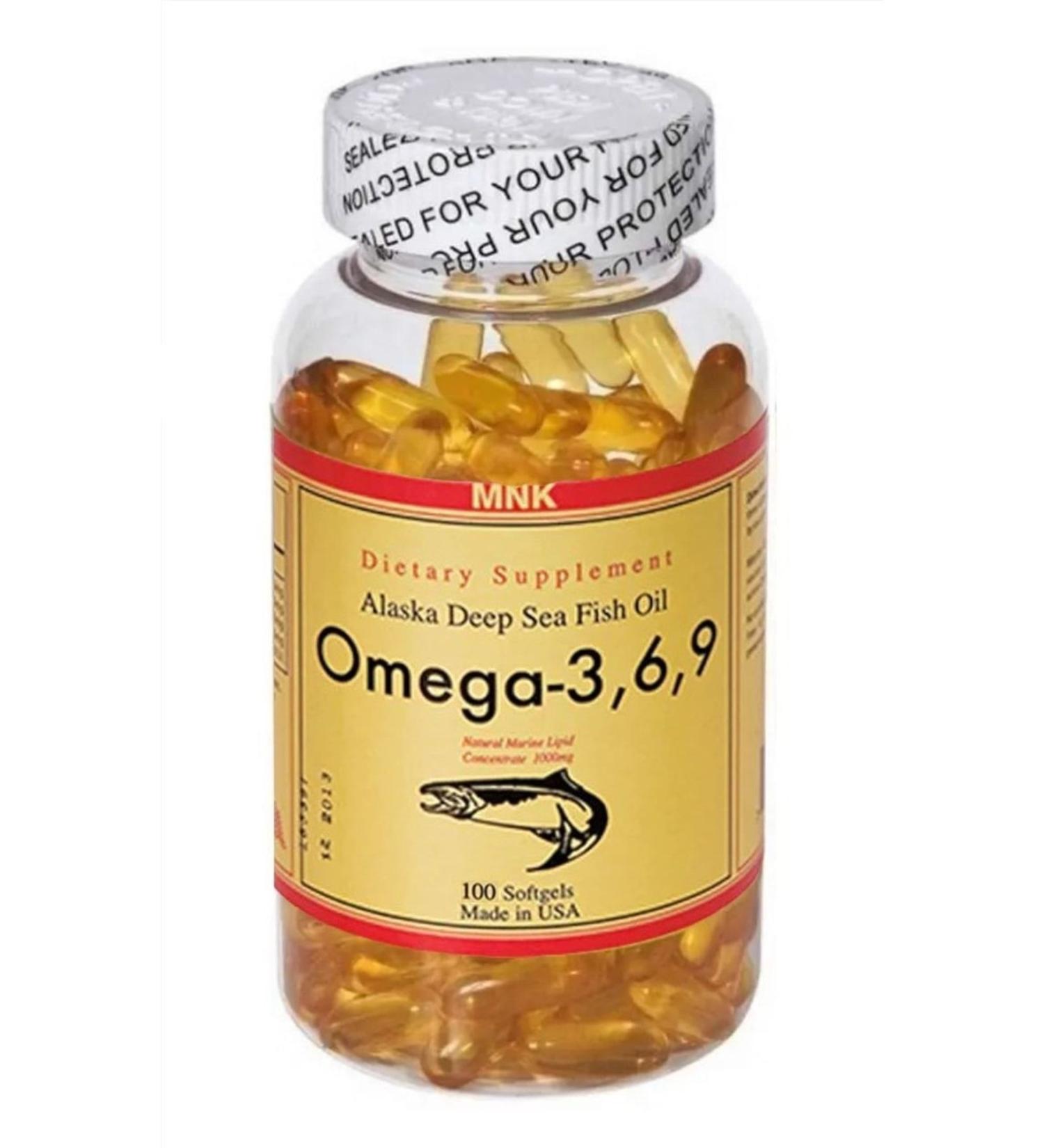 Mnk Omega 3-6-9 Fish Oil 1000 Mg 100 Softgel USA