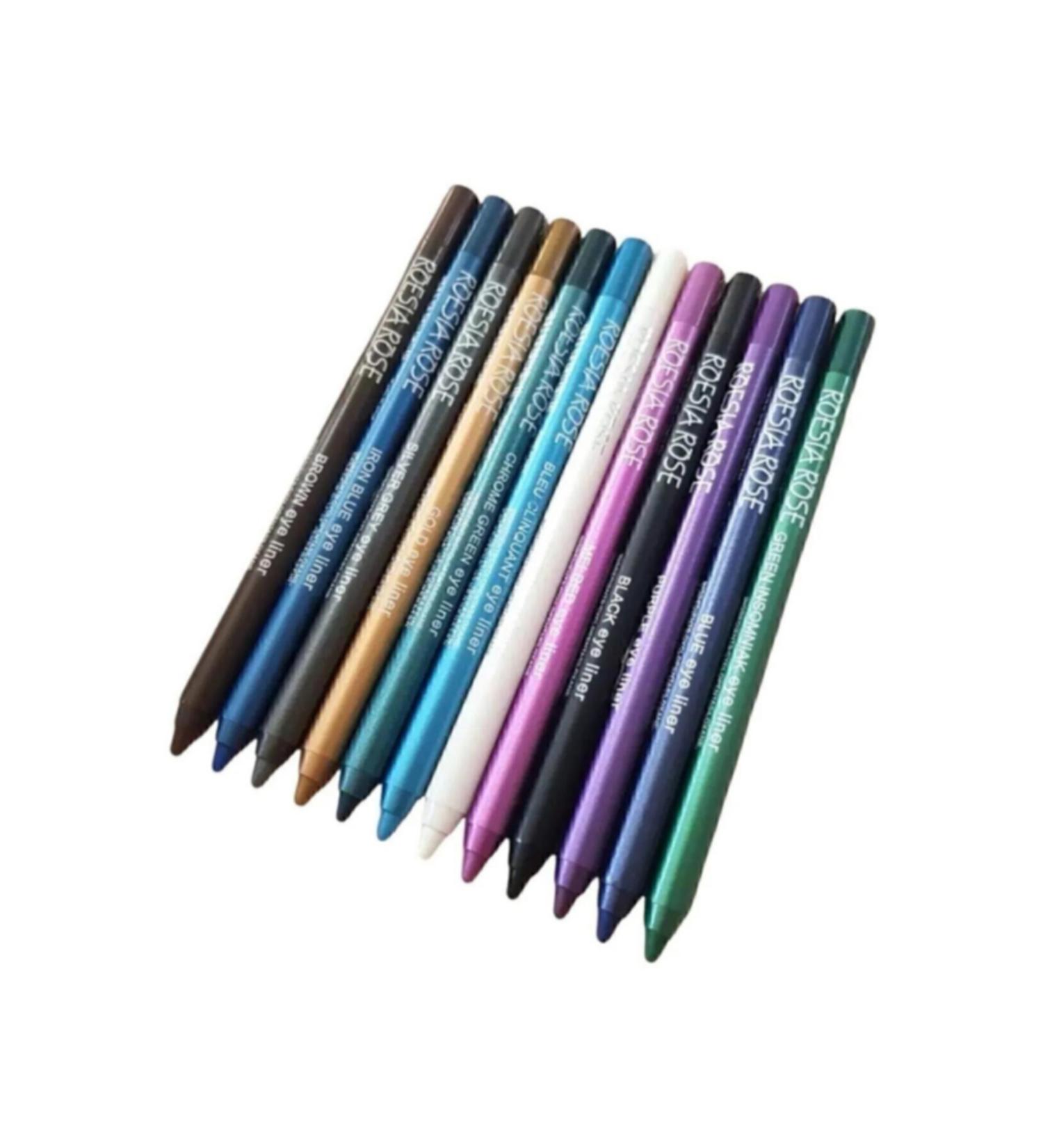 AcarlarTicaret 12 Pieces Ultra Oily Colored Eye Pencil