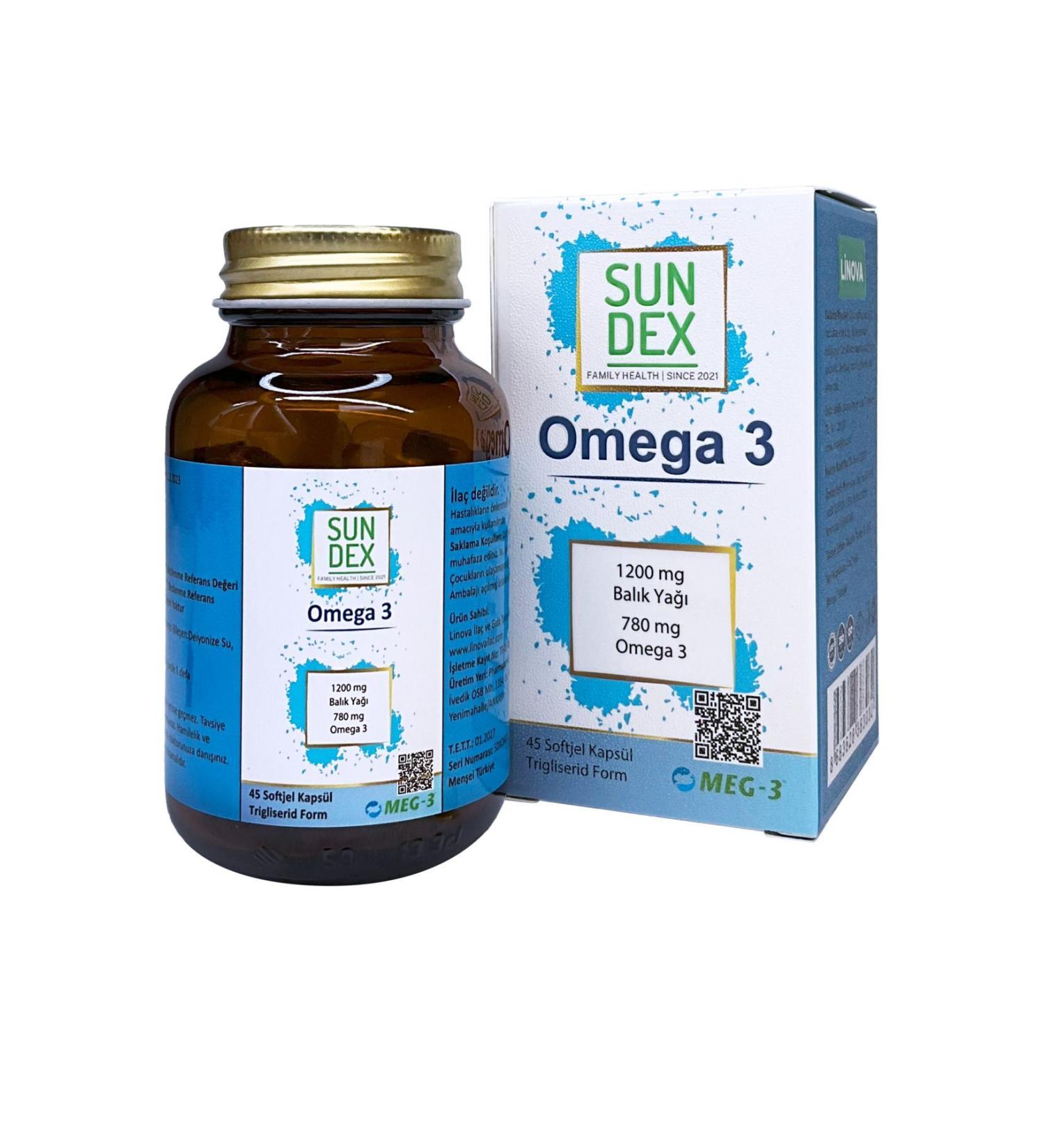 Sun Dex Family Health Since 2021 Omega 3 1200 mg 45 Softgel Capsules