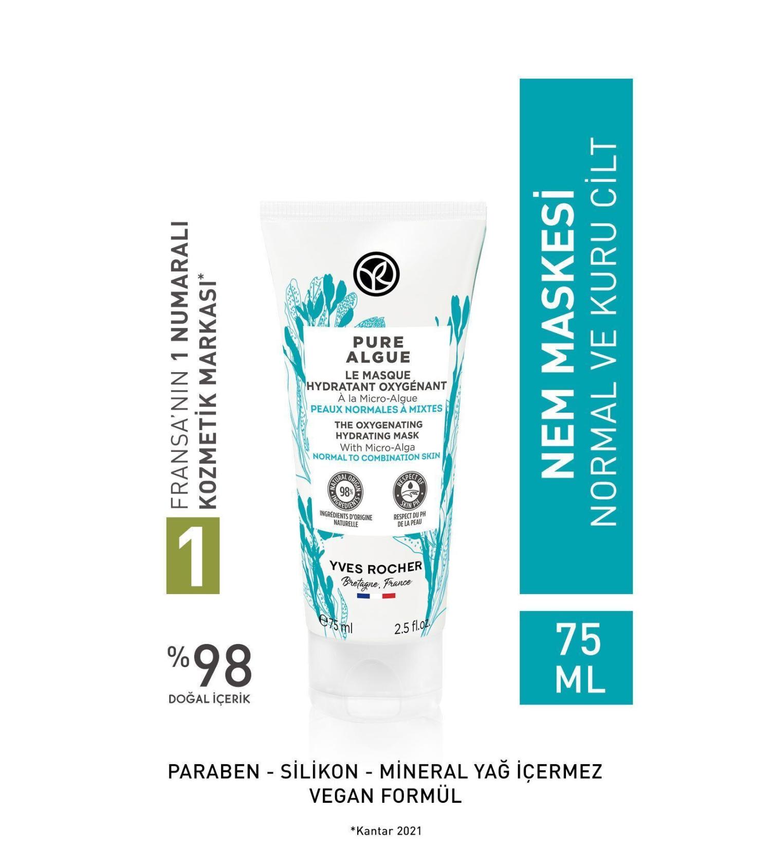 Yves Rocher Pure Algue Prebiotic Moisture Mask for Normal and Dry Skin - 75 ml - Buy Online on GoSupps.com