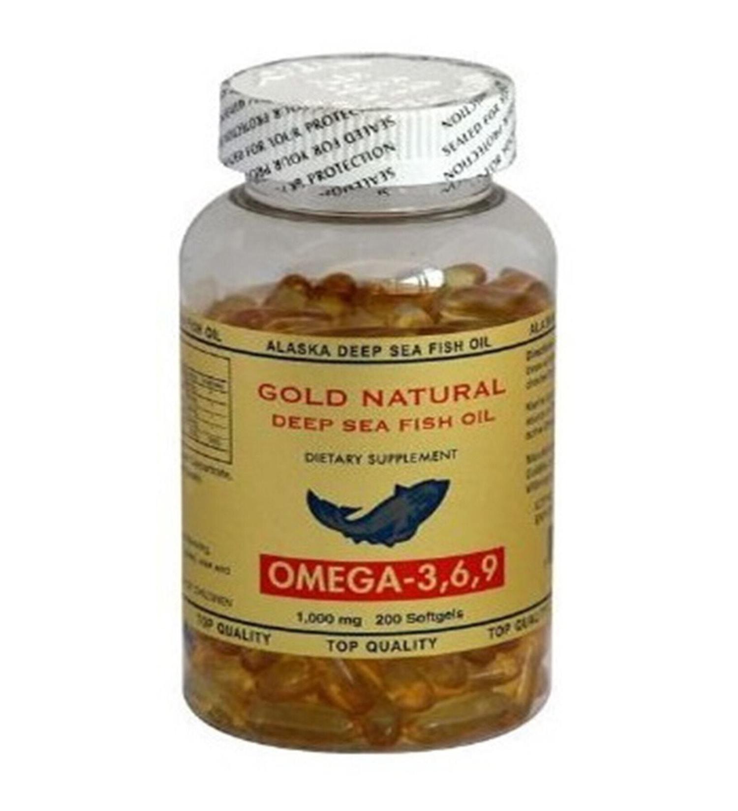 Gold Natural Omega 3-6-9 - 200 Softgel Fish Oil USA