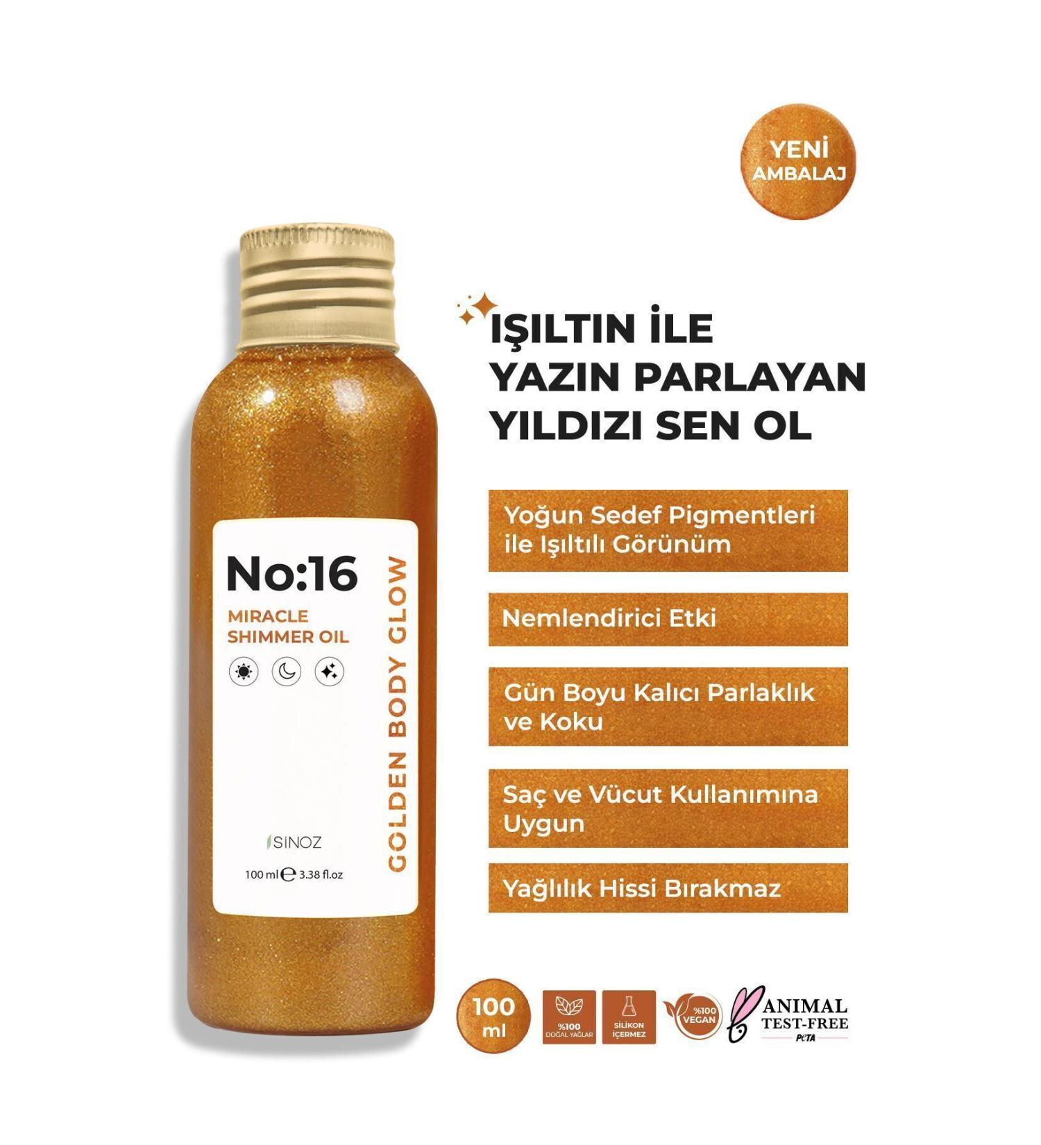 Sinoz No:16 Miraculous Shining Hair and Body Care Oil 100 Ml - Shining Moisturizing Care - Buy Online on GoSupps.com