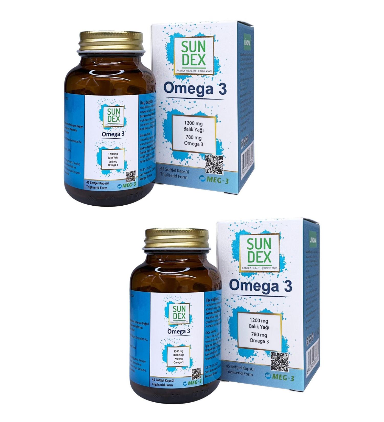 Sun Dex Family Health Since 2021 2 Pack Omega 3 1200 mg 45 Softgel Capsules