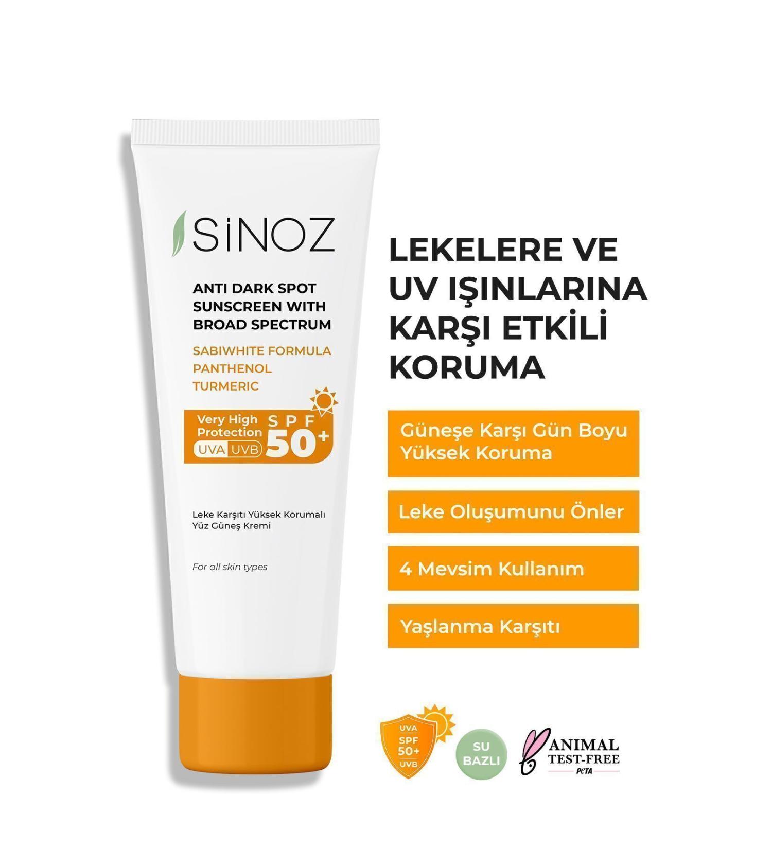 Sinoz Spf 50 Anti-Spot High Protection Face Sun Cream 50 ml For Normal and Dry Skin - Buy Online on GoSupps.com