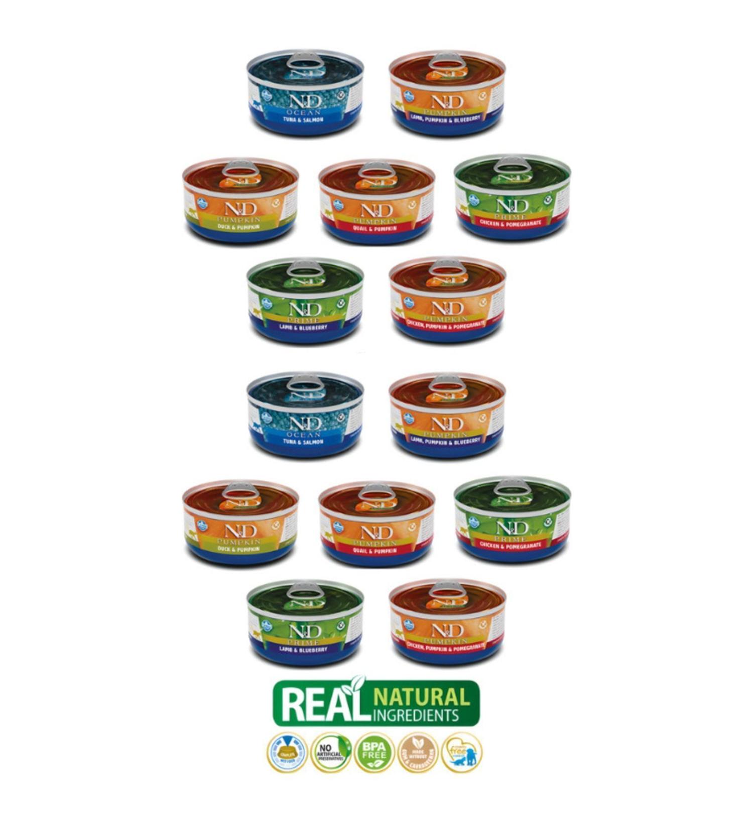 N & D Grain Free Natural Wet Food Grain Free Natural Content Mixed Canned Wet Cat Food 70 Gr X 14 Pieces