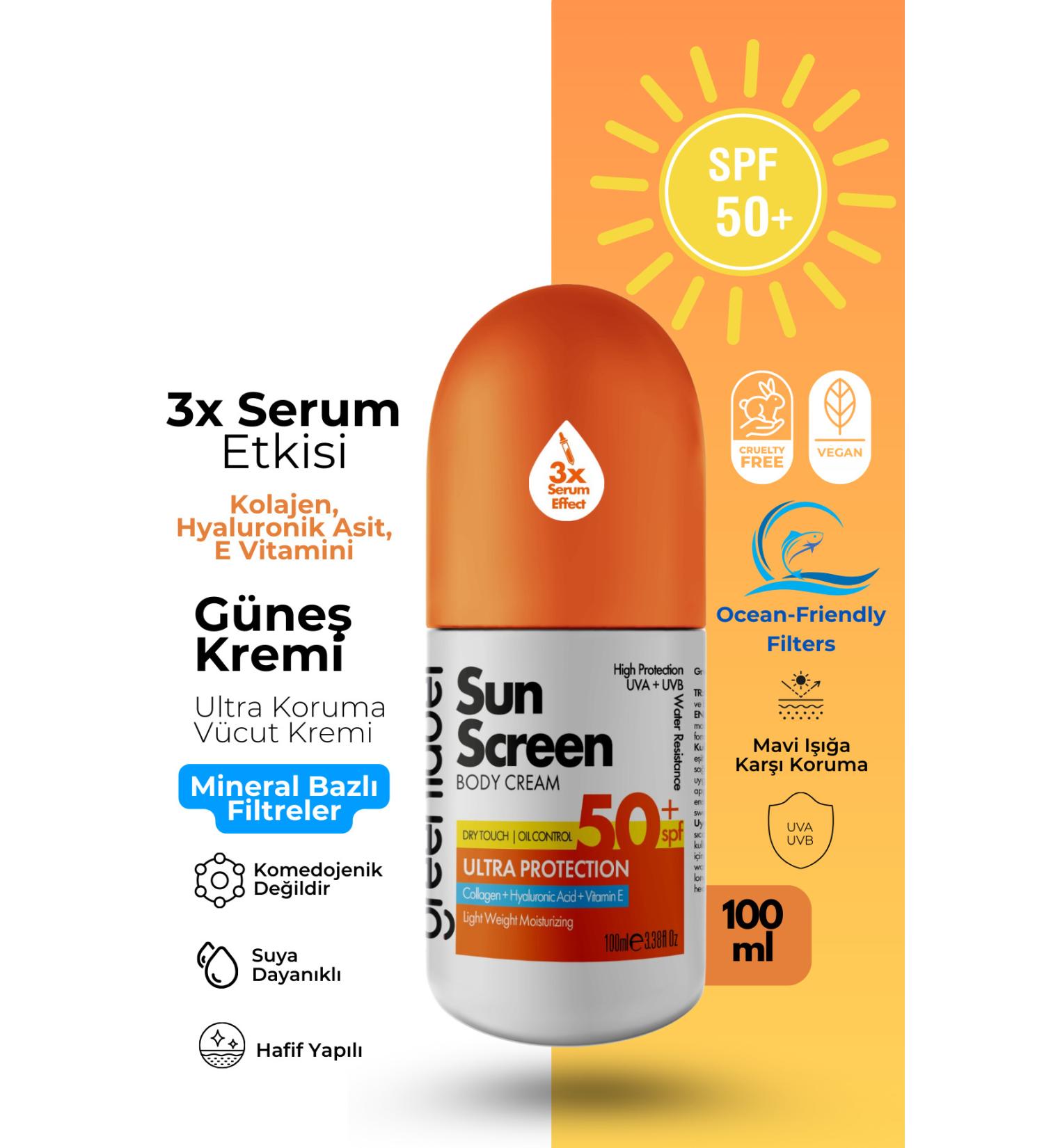 Green Label Body Sunscreen 50 Spf Protection Sun Screen 100 ml with Collagen Hyaluronic Acid and Vitamin E - Buy Online on GoSupps.com