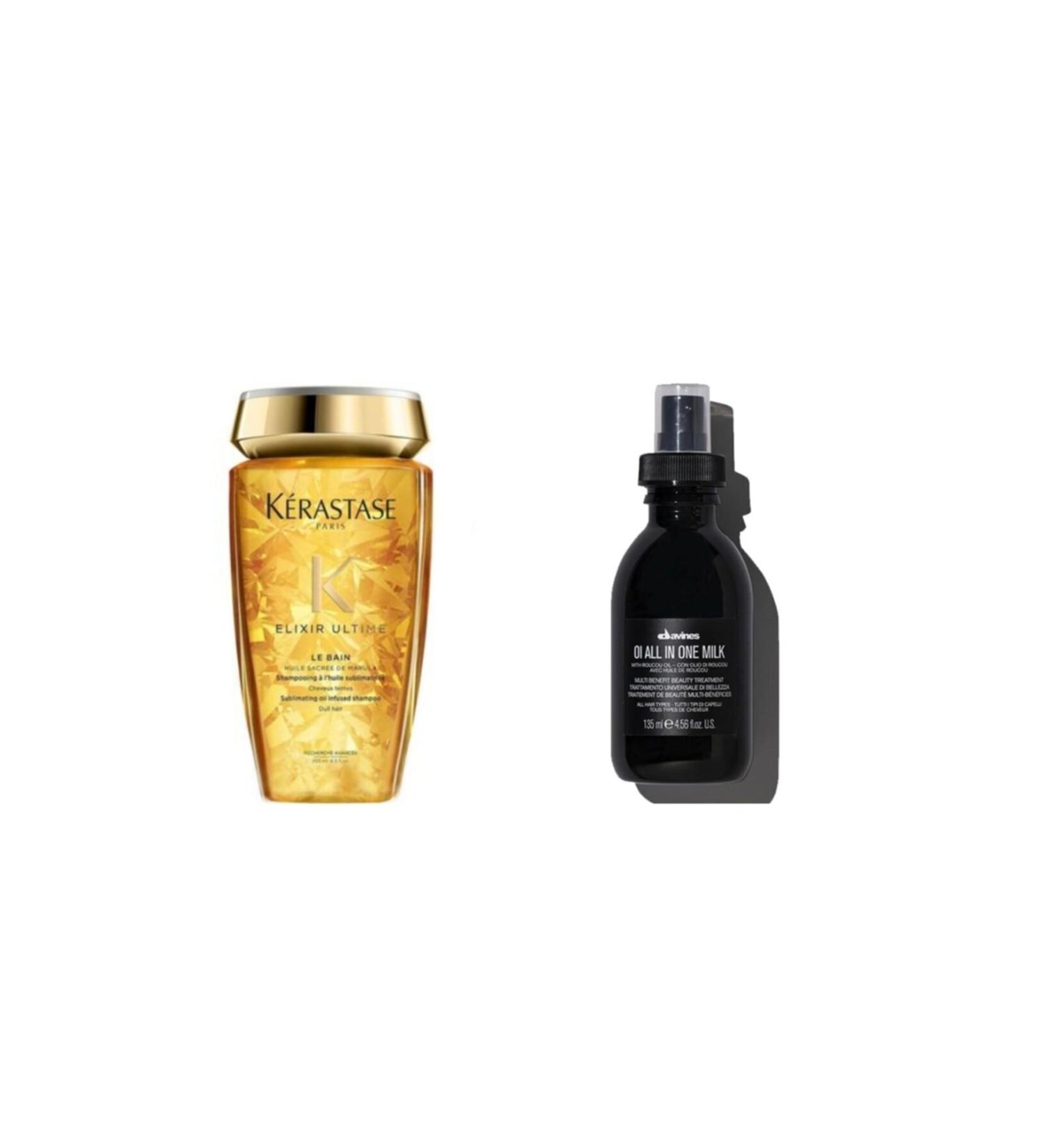 Kerastase Elixir Ultime Le Bain Shampoo 250 Ml + Davines Care Milk for All Hair Types 135 Ml