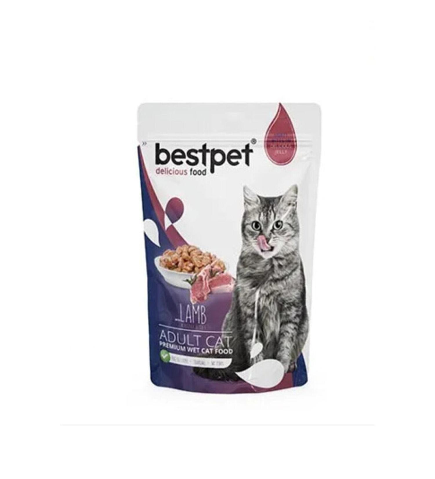 Bestpet Adult Jelly Pouch Lamb Cat Food 12 X 85 gr