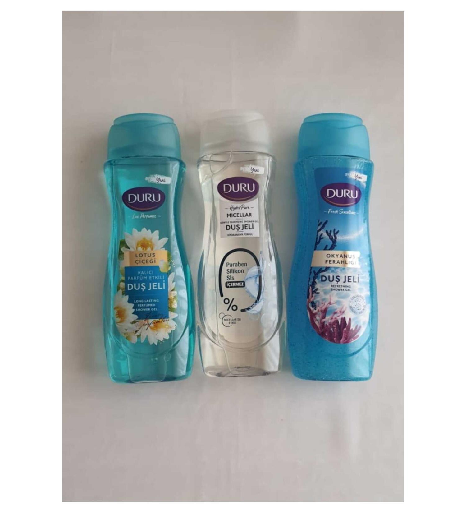 Duru Shower Gel Set 3 Pieces X 650 ml (Lotus + Hydro Pure Micellar + Ocean Freshness)