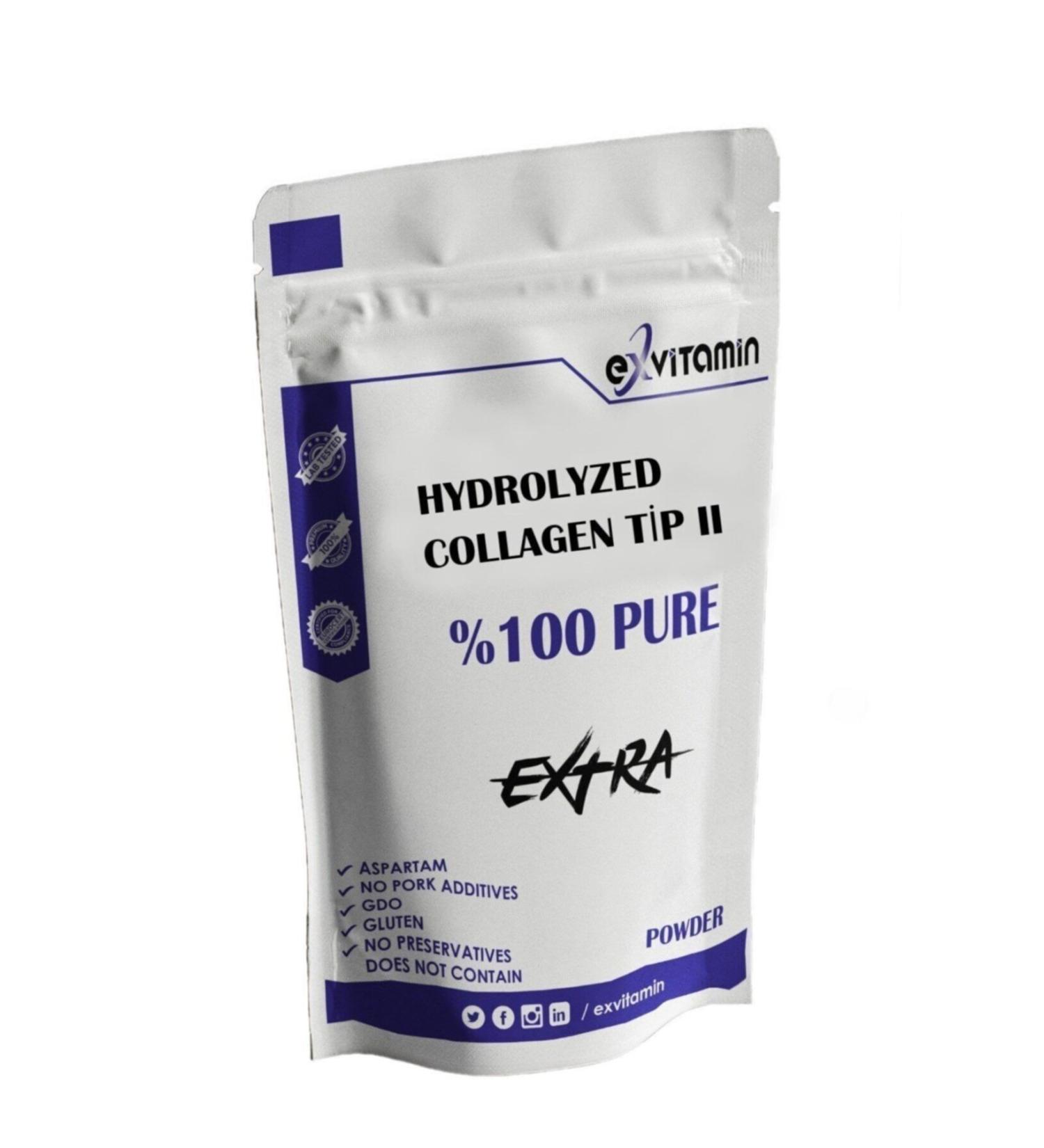 exvitamin Collagen Powder Type 2 Collagen Type 2 Powder Pure 100gr