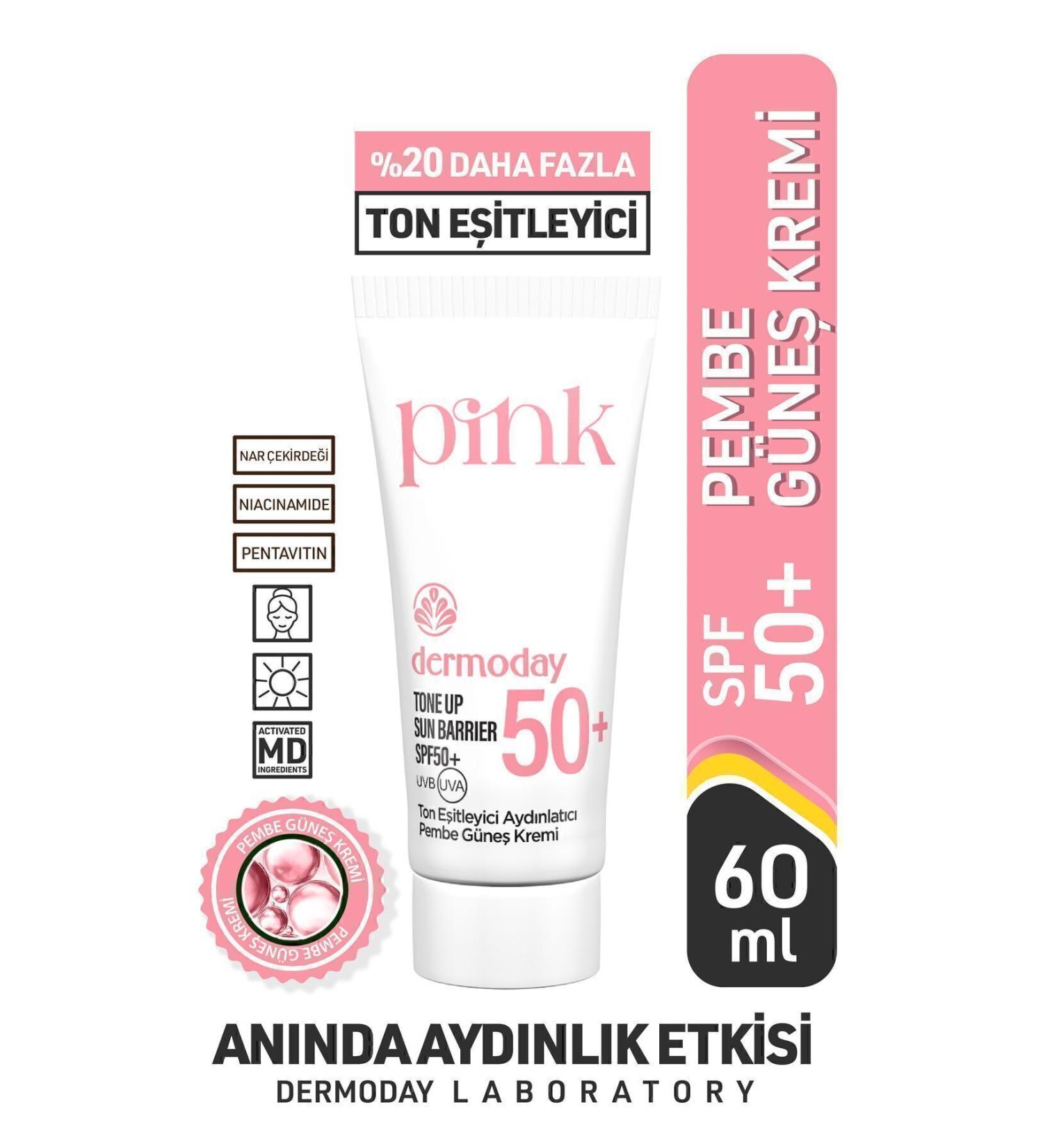 Dermoday Tone Equalizing Brightening Pink Sun Cream SPF50+ Hyaluronic Acid & Pomegranate Seed 60 ml - Buy Online on GoSupps.com