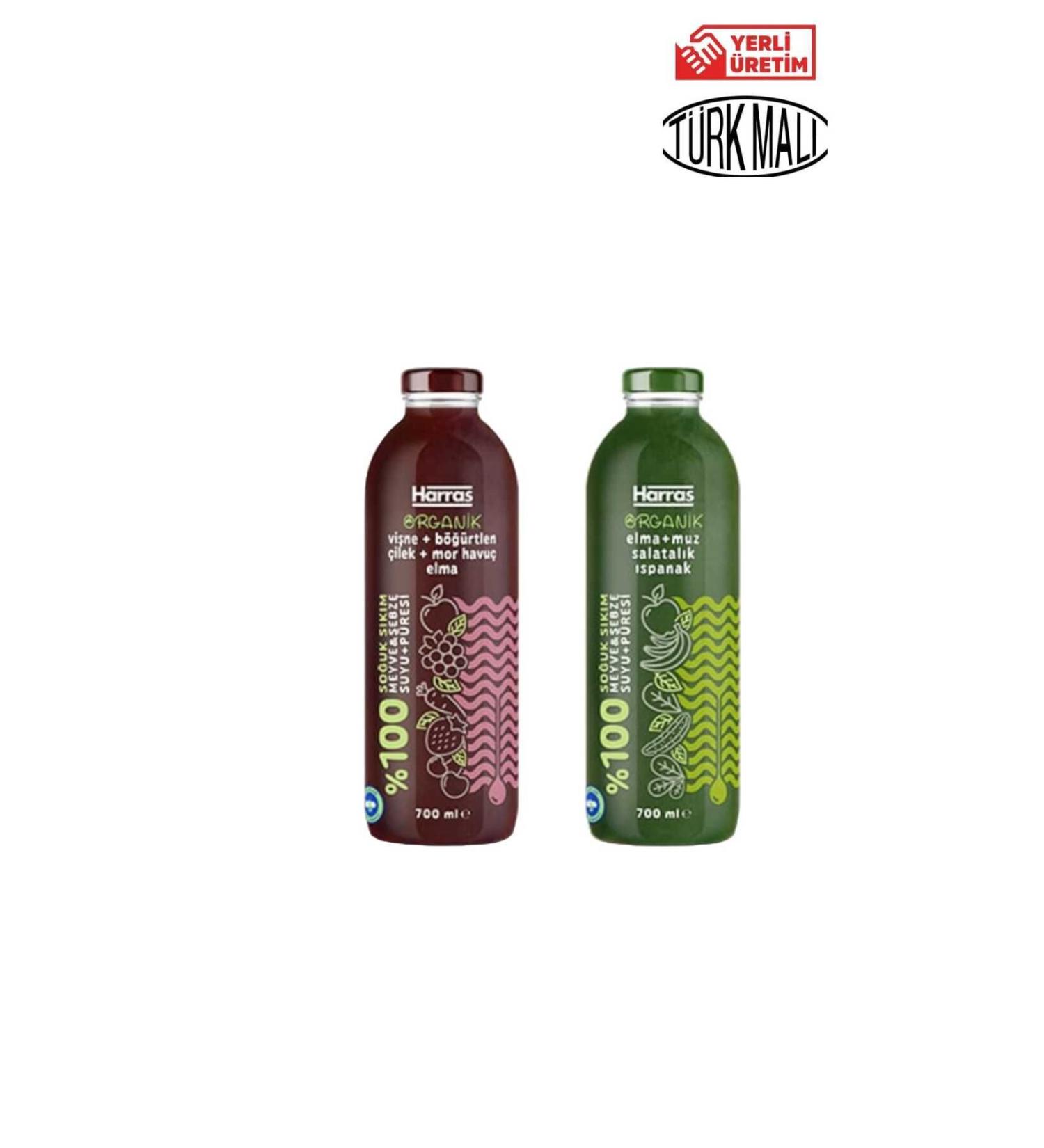 Harras ORGANIC 0 GREEN + RED FRUIT JUICE 700 MLX2 PIECES
