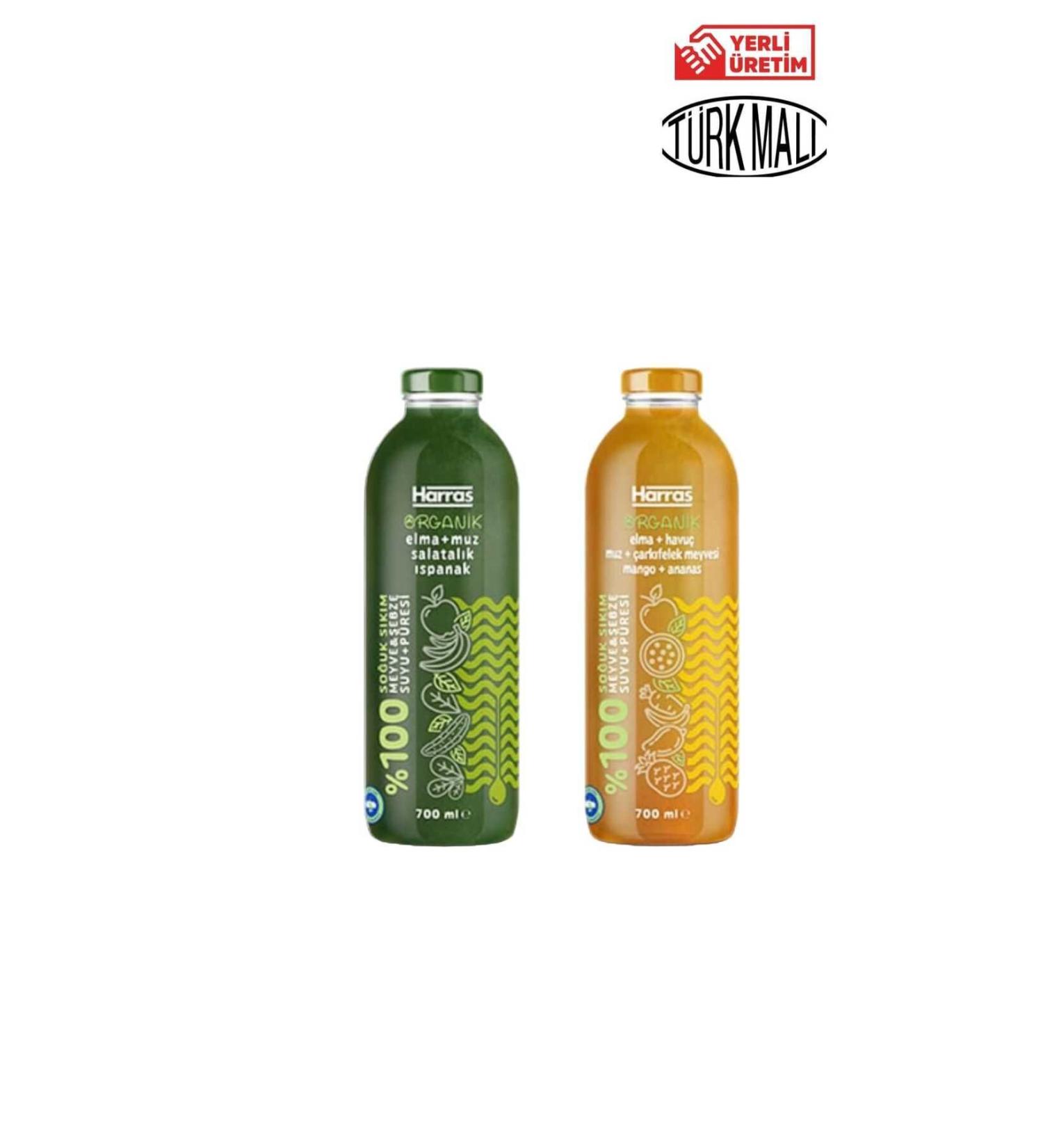 Harras ORGANIC 0 GREEN + YELLOW FRUIT JUICE 700 MLX2 PIECES