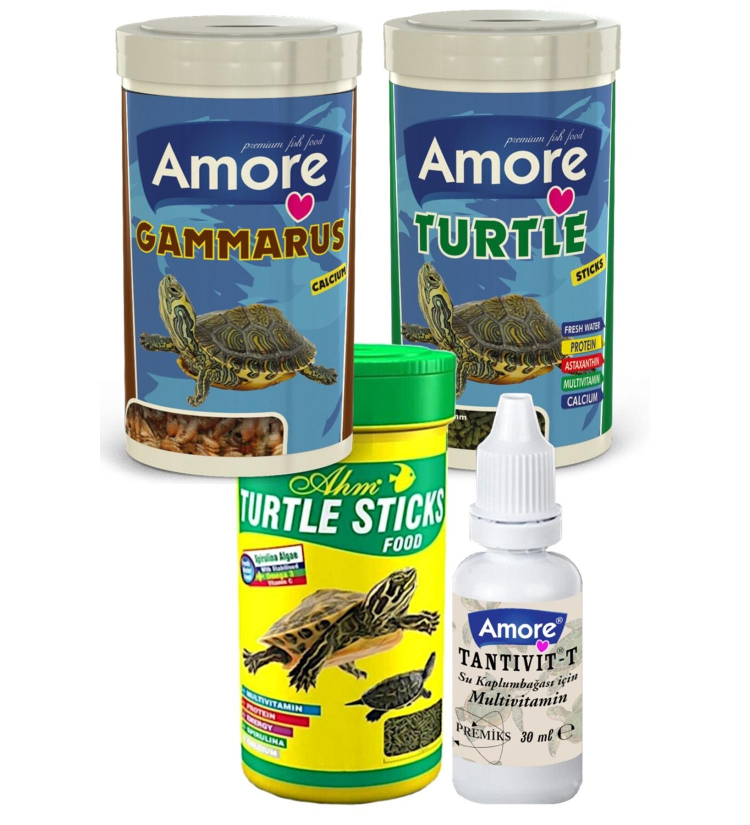 AMORE Gamarus Turtle 250ml Calcium Sticks 250ml AHM Turtle Floating Food Tantivit-T