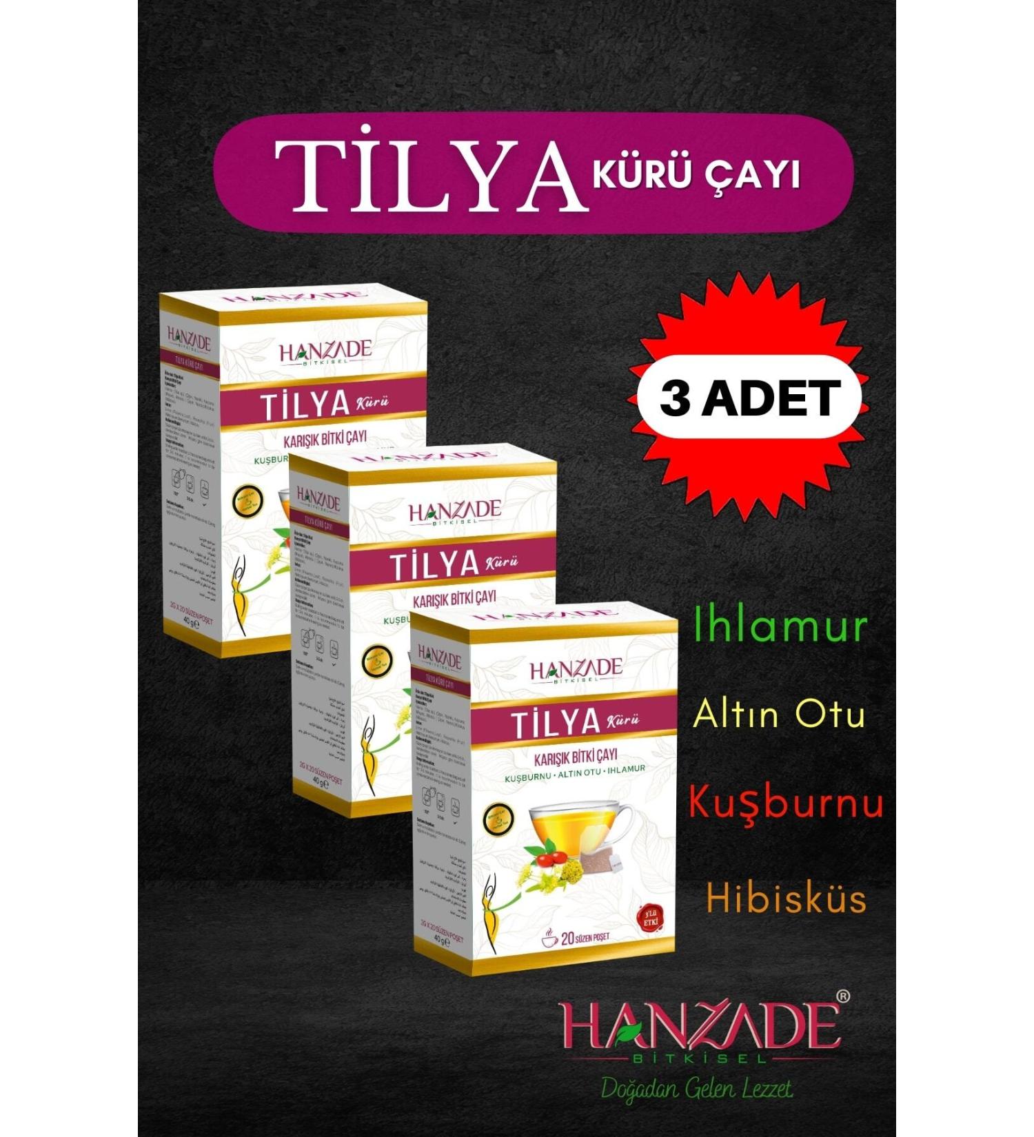 Hanzade Herbal Tilya Cure Form Tea Rosehip Golden Herb Linden Mixed Herbal Tea 20 Filtering Bags X 3 Pieces - Buy Online on GoSupps.com