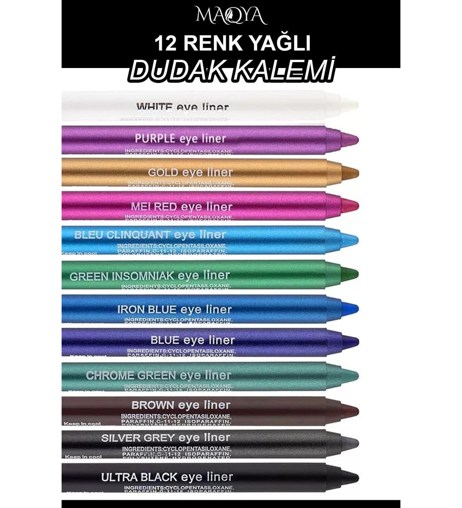 MAQYA Cosmetics 12 Color Neon Eyeliner Oil Eye Pencil Set - Buy Online on GoSupps.com