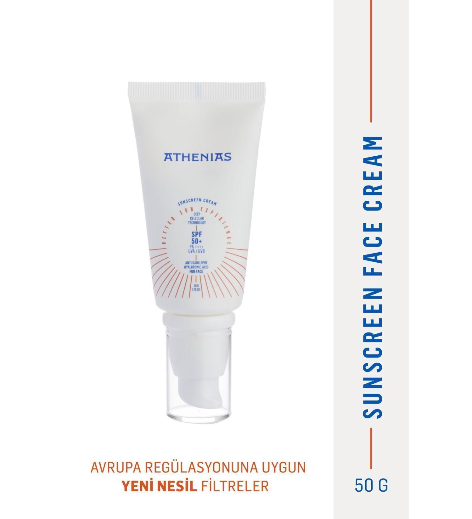 Athenias Sunscreen Anti Dark Spot 50 gr Anti-Stain Spf50+ All Skin Types UVA UVB Face Sunscreen - Buy Online on GoSupps.com