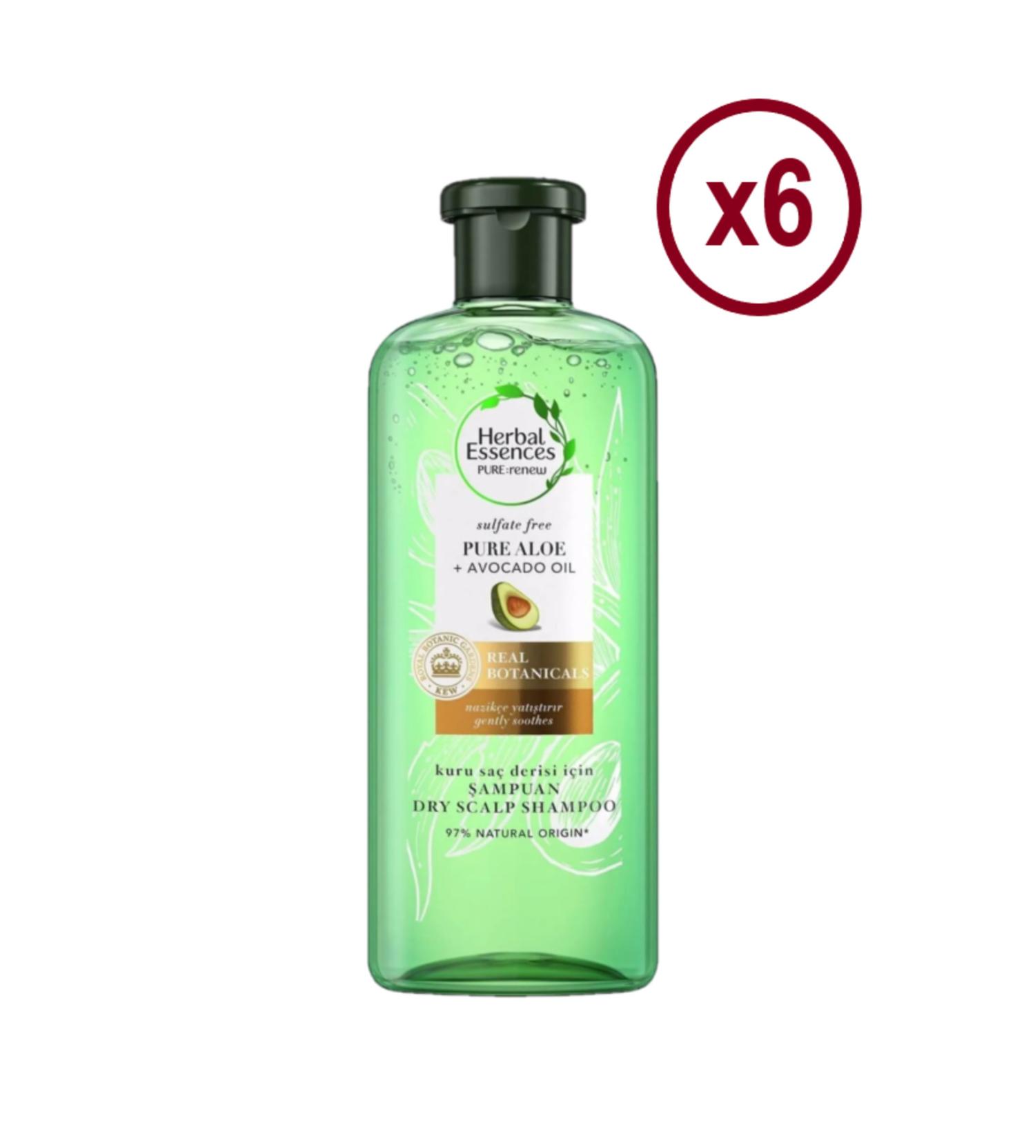 Herbal Essences Aloe + Avocado Sulfate-Free 380ml Shampoo x6 PCS