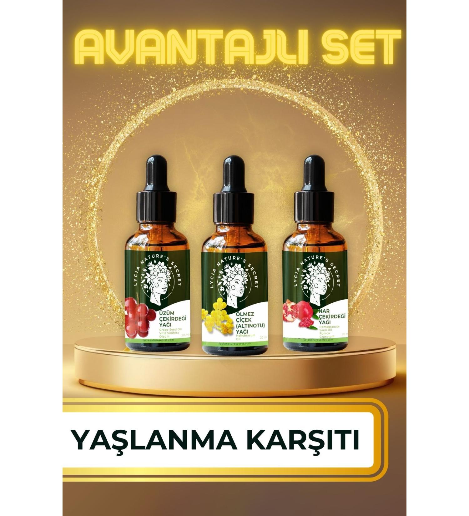 LYC A NATURES SECRET Anti-Aging and Anti-Wrinkle Oil Care Set (GRAPE SEED POMEGRANATE SEED OLIVE) - Buy Online on GoSupps.com