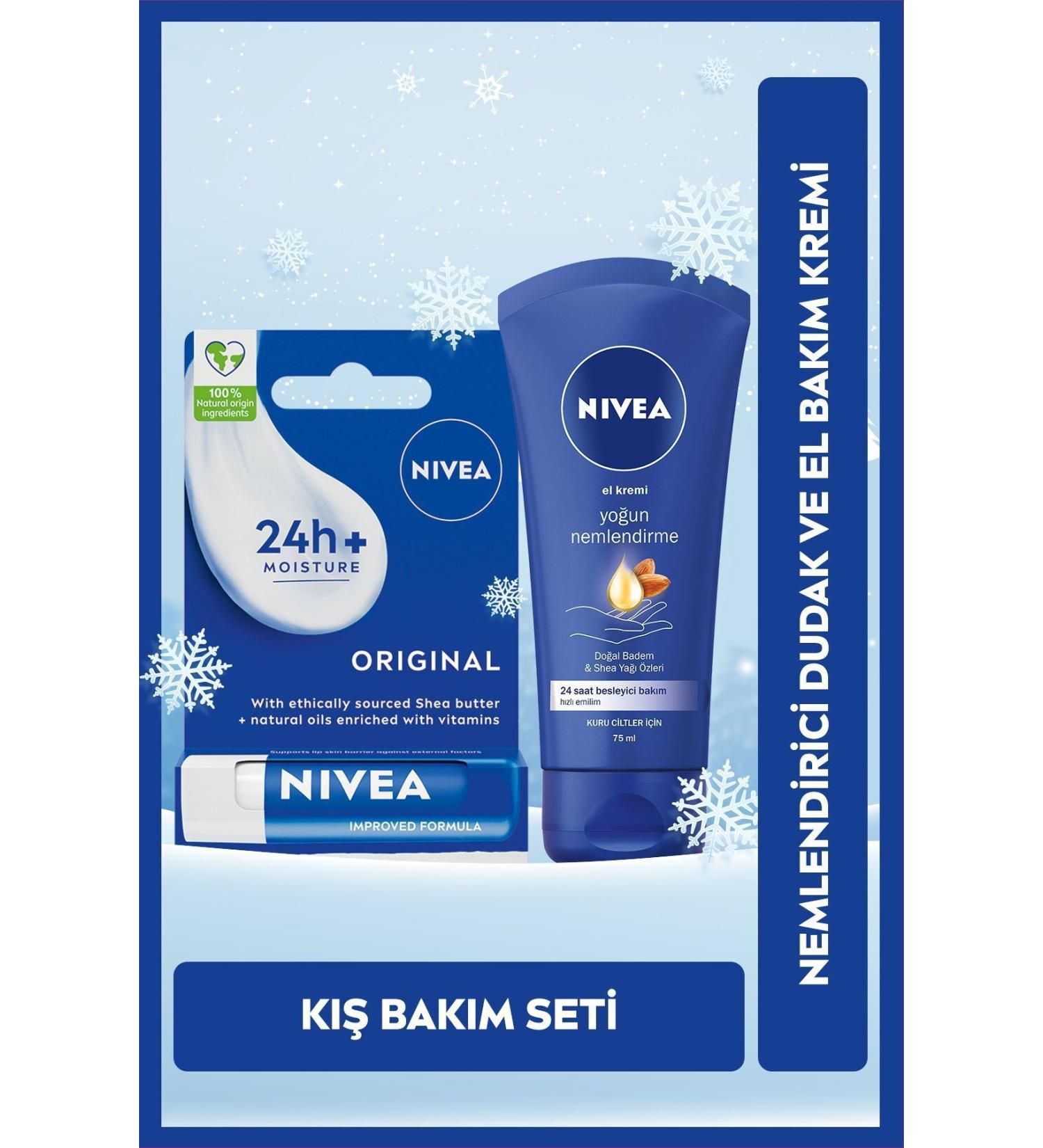 NIVEA Intensive Moisturizing Hand Cream 75ml Original Lip Cream 4.8gr Gift - Buy Online on GoSupps.com