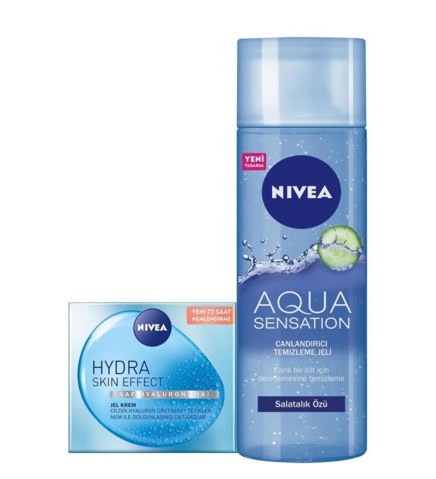 NIVEA Hydra Skin Effect Moisturizing Gel Cream 50ml and Aqua Sensation Facial Cleansing Gel 200ml - Buy Online on GoSupps.com