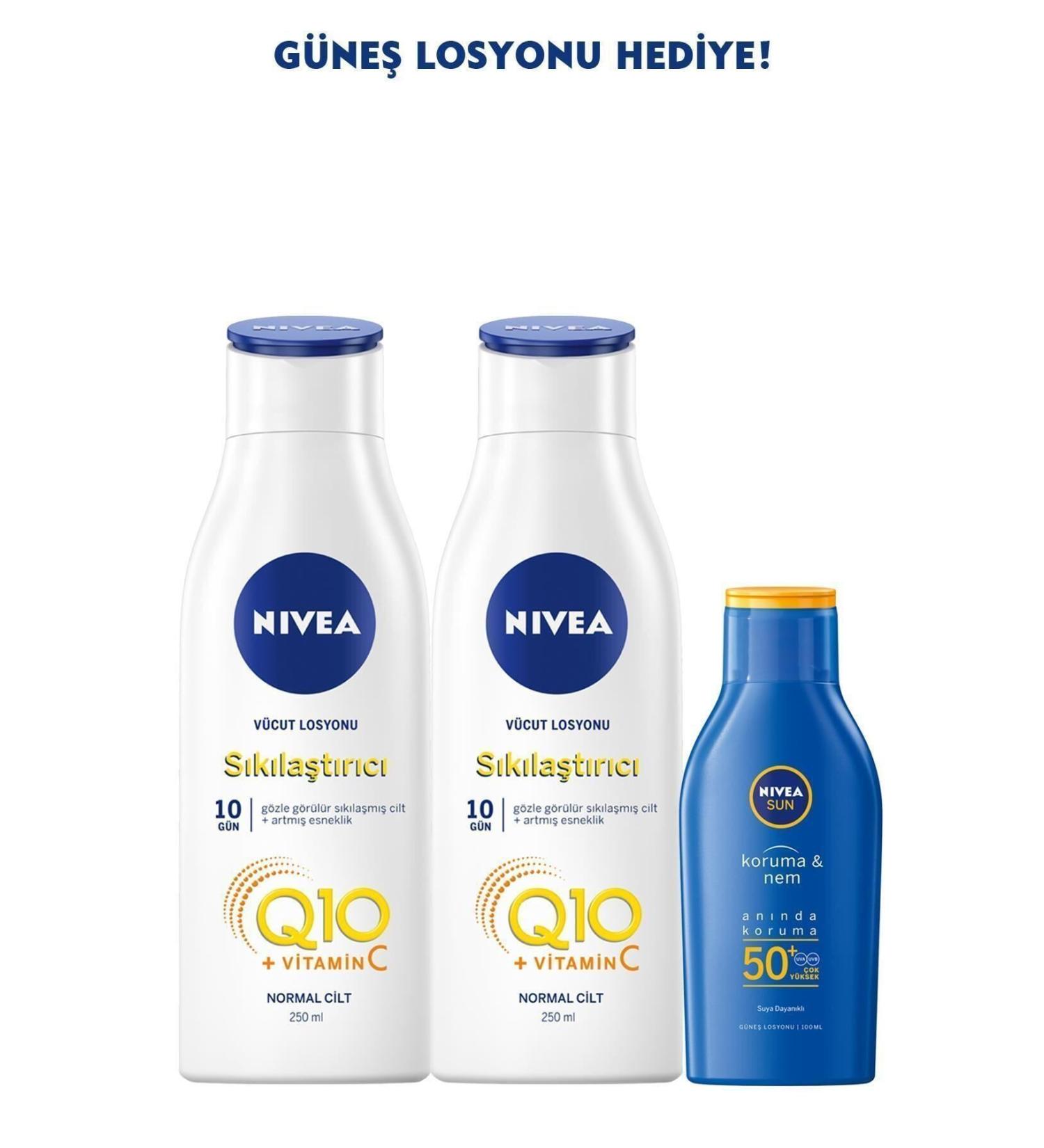 NIVEA Q10 Firming Body Lotion 250 Mlx2+Sun Lotion Spf50 100 Ml