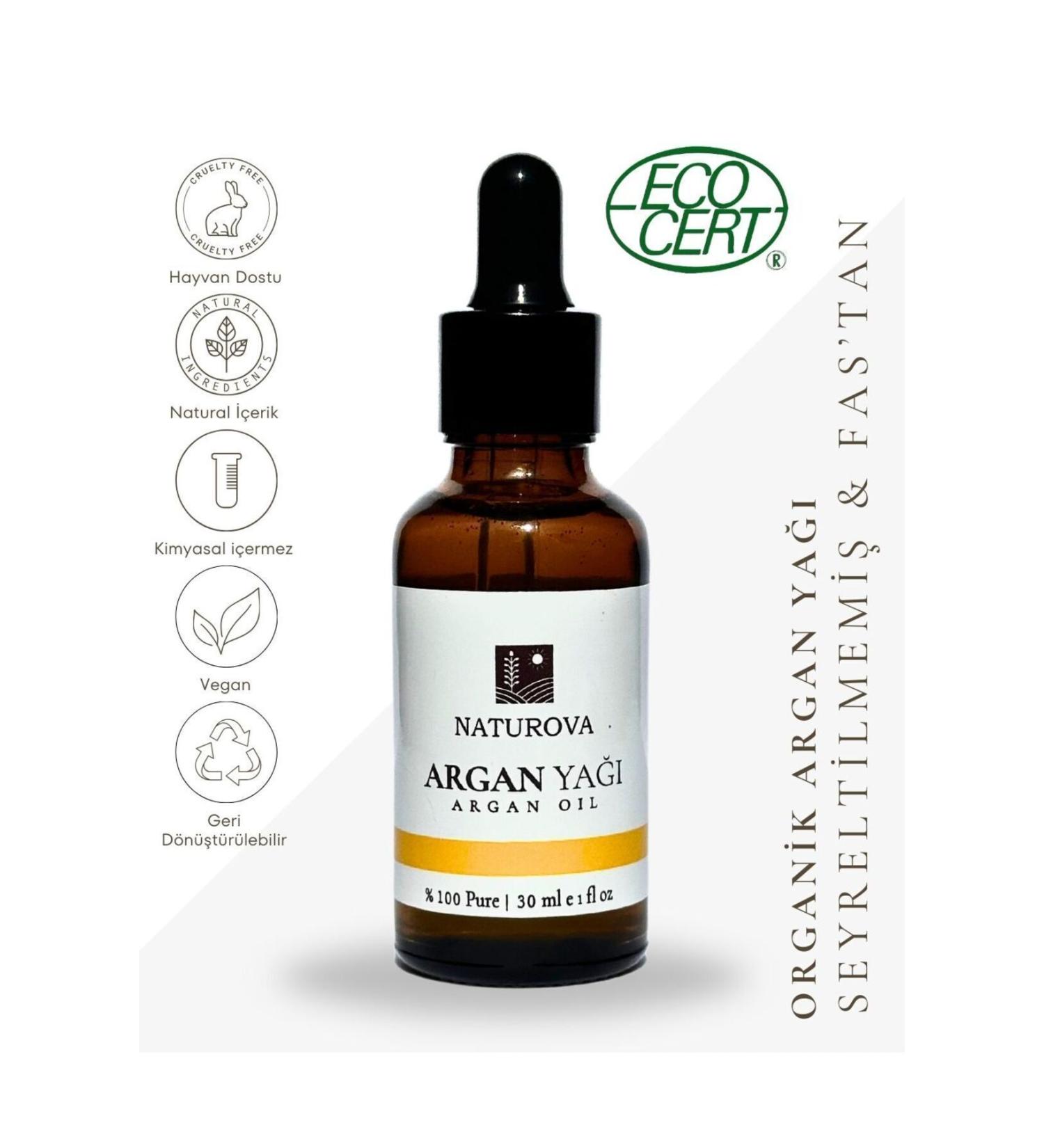 NATUROVA Organic Argan Oil Ecocert certified Undiluted Pure Oil 30 ml - Buy Online on GoSupps.com