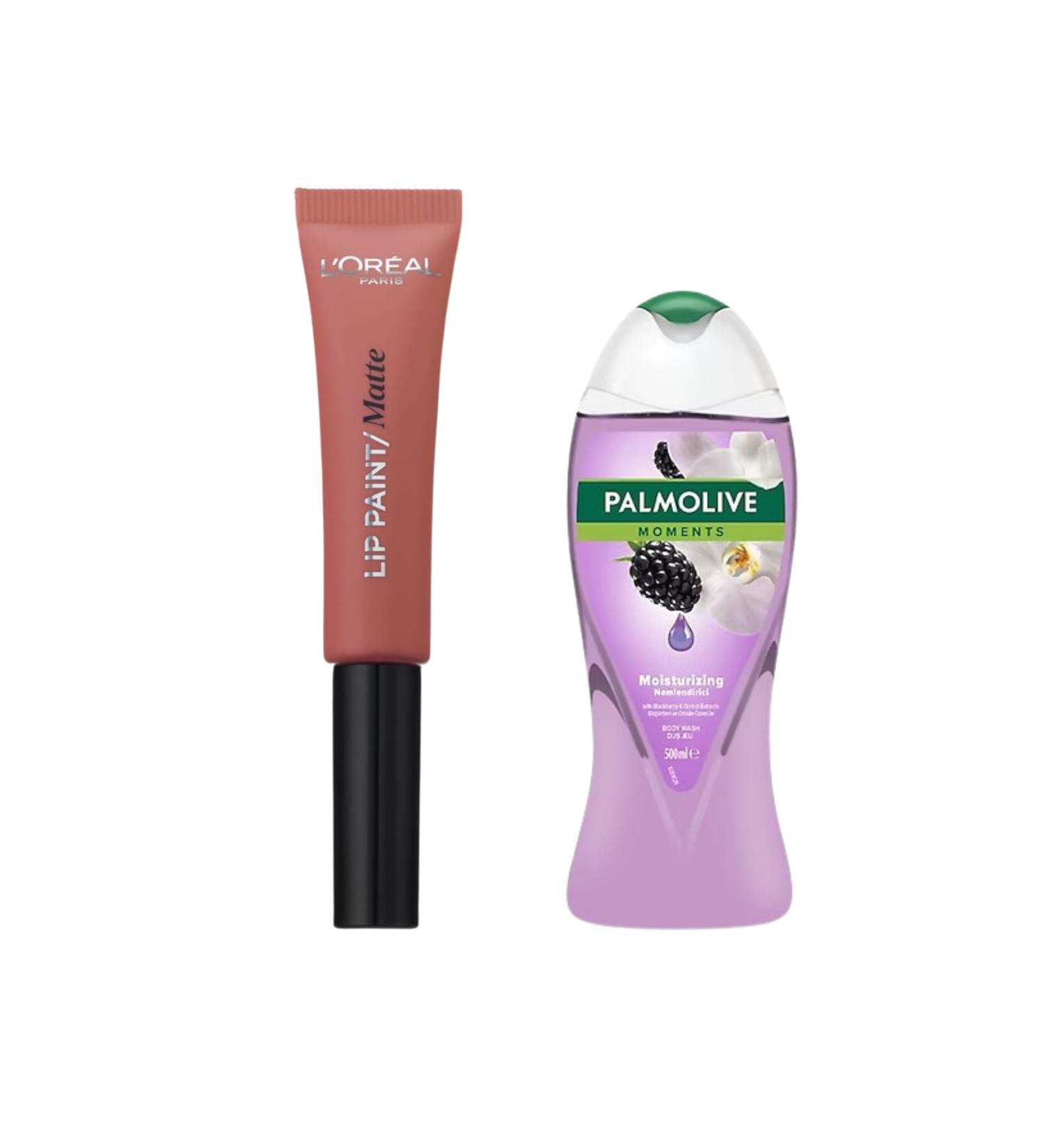 Palmolive Moments Blackberry and Orchid Essence Shower Gel 500ml + Loreal Paris Infaillible Lip Paint Matte 201 Lipstick