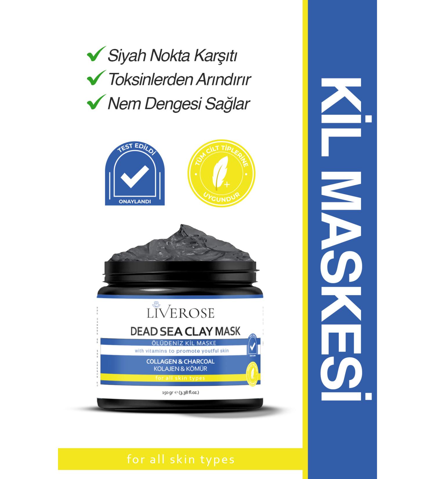 Liverose Collagen Dead Sea Mask Anti-Aging Acne and Blackhead Mask 150 gr - Buy Online on GoSupps.com