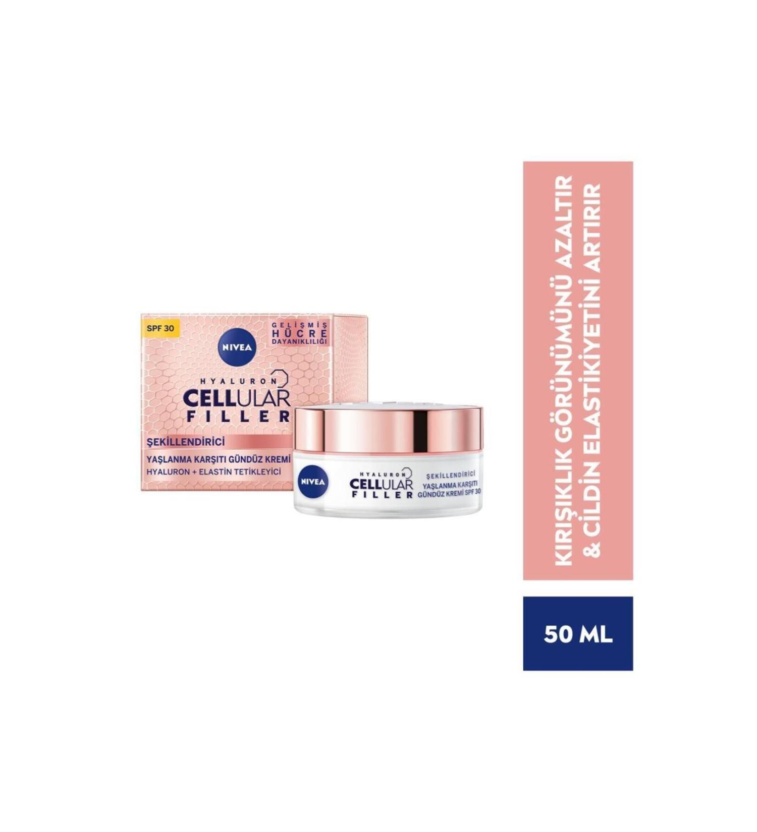 NIVEA Hyaluron Cellular Filler + Shaping Anti-Aging Day Cream 50 Ml Spf 30 - Buy Online on GoSupps.com