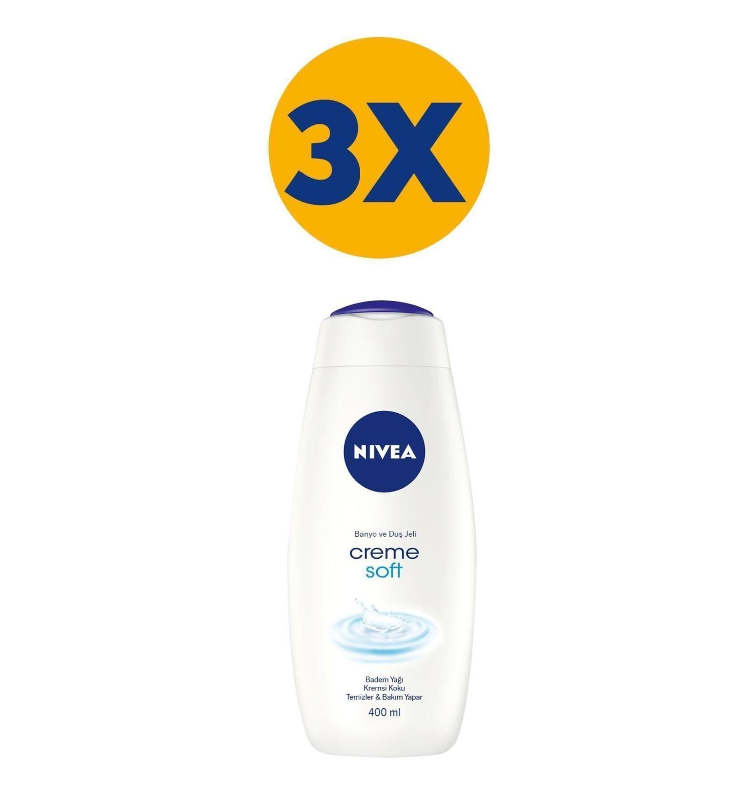 NIVEA Creme Soft Creamy Touch Bath and Shower Gel 400mlx3