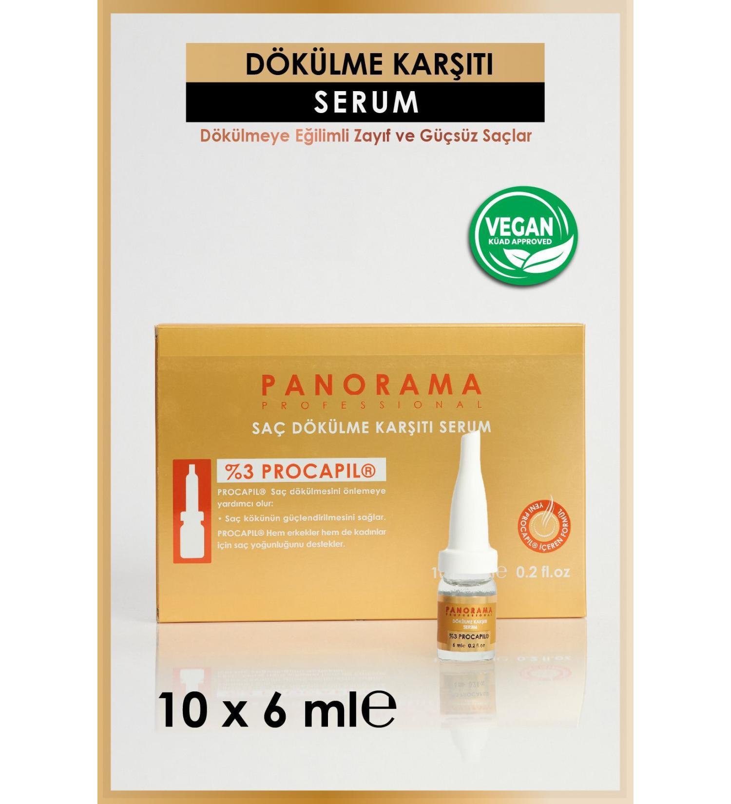 PANORAMA PROFESSIONAL Professional Anti-Hair Loss Ampoule Serum (6 ML * 10 PIECES) %3 Procapil / Vegan - Buy Online on GoSupps.com