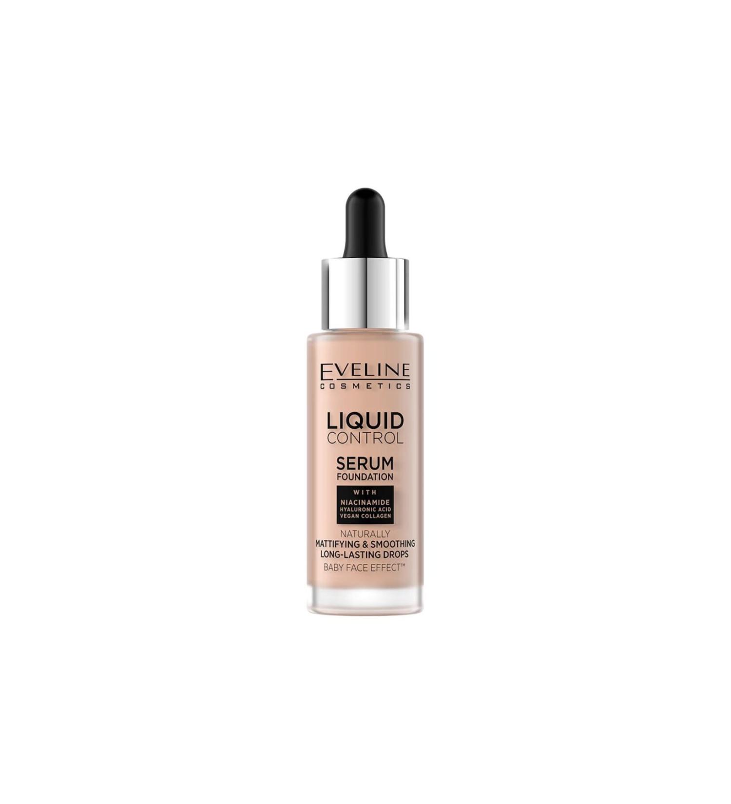 Eveline Cosmetics Liquid Control Dropper Foundation with Niacinamide and Vegan Collagen - Buy Online on GoSupps.com