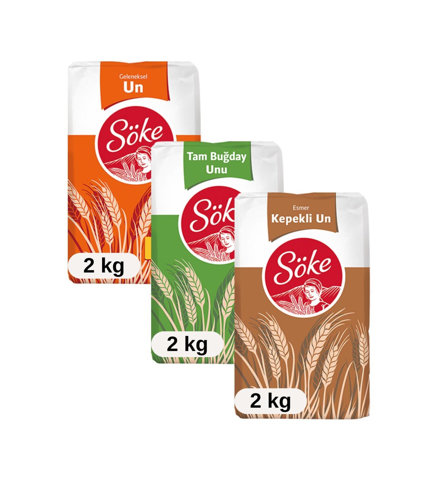 S ke Traditional Flour 2 kg Whole Wheat Flour 2 kg Brown Whole Wheat Flour 2 kg Set of 3