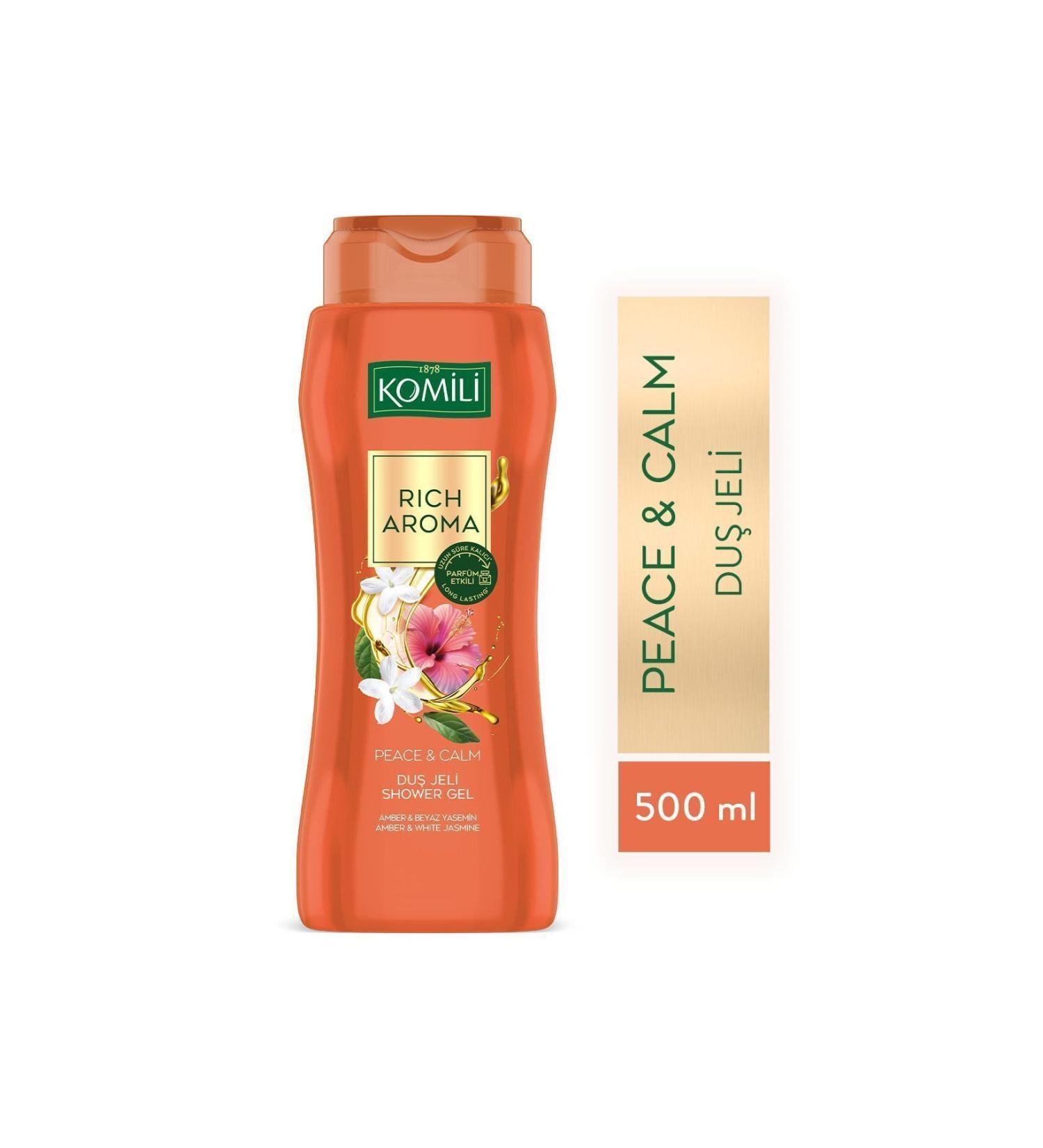 Komili Rich Aroma Peace&Calm Shower Gel - Amber&White Jasmine - Long-lasting Perfume Effect - Vegan - 500 ML - Buy Online on GoSupps.com