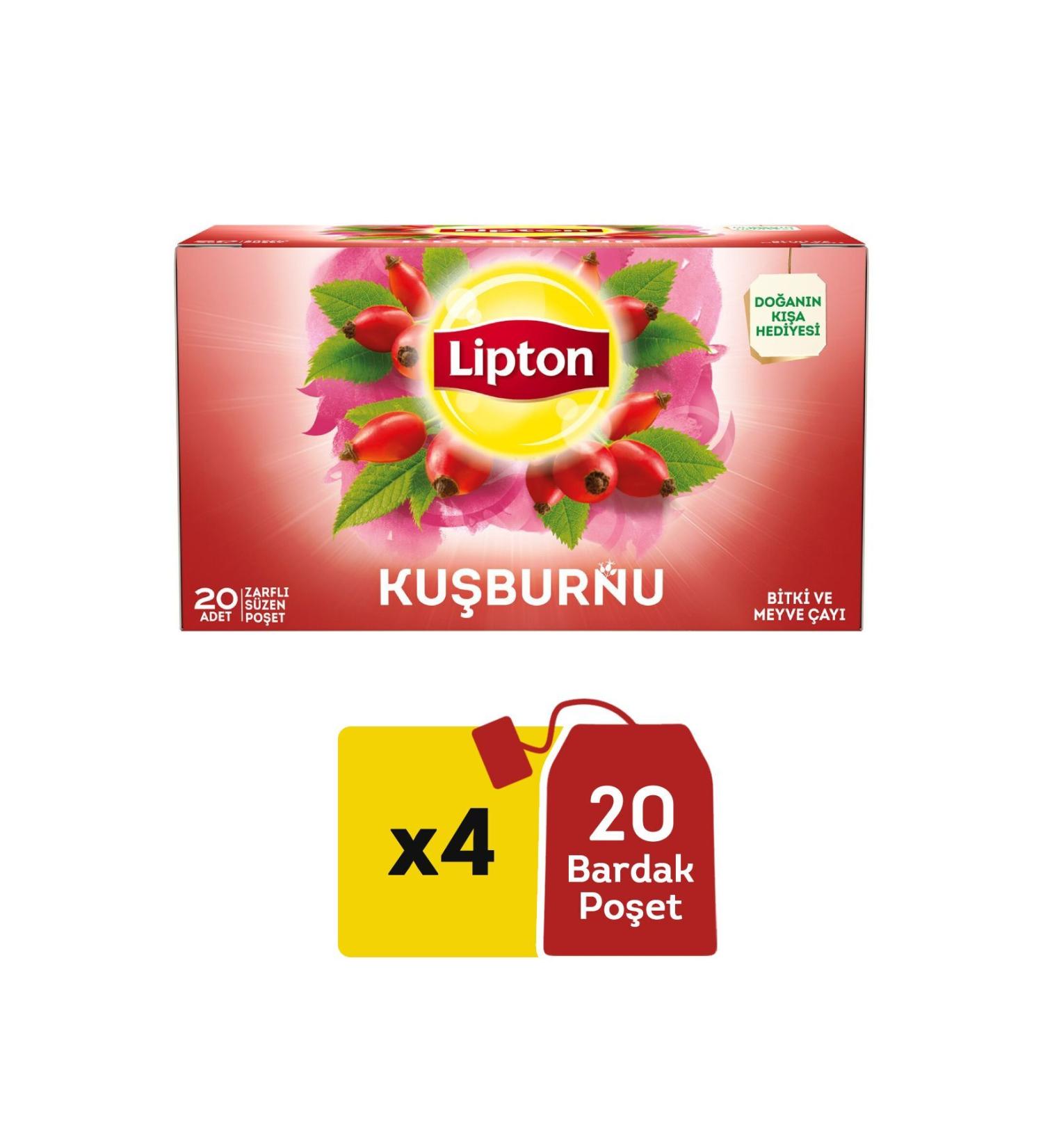 Lipton Rosehip Cup Tea Bags 20 Pack 50 G X 4 Pieces