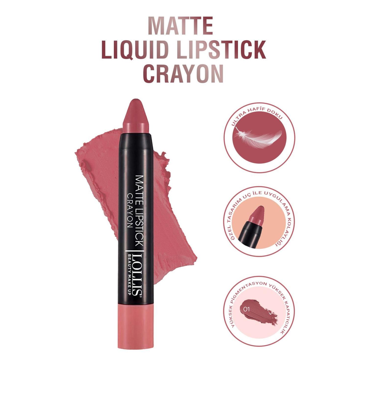 Lollis Matte Lipstick Crayon 01 /matte Pencil Lipstick 01 - Buy Online on GoSupps.com