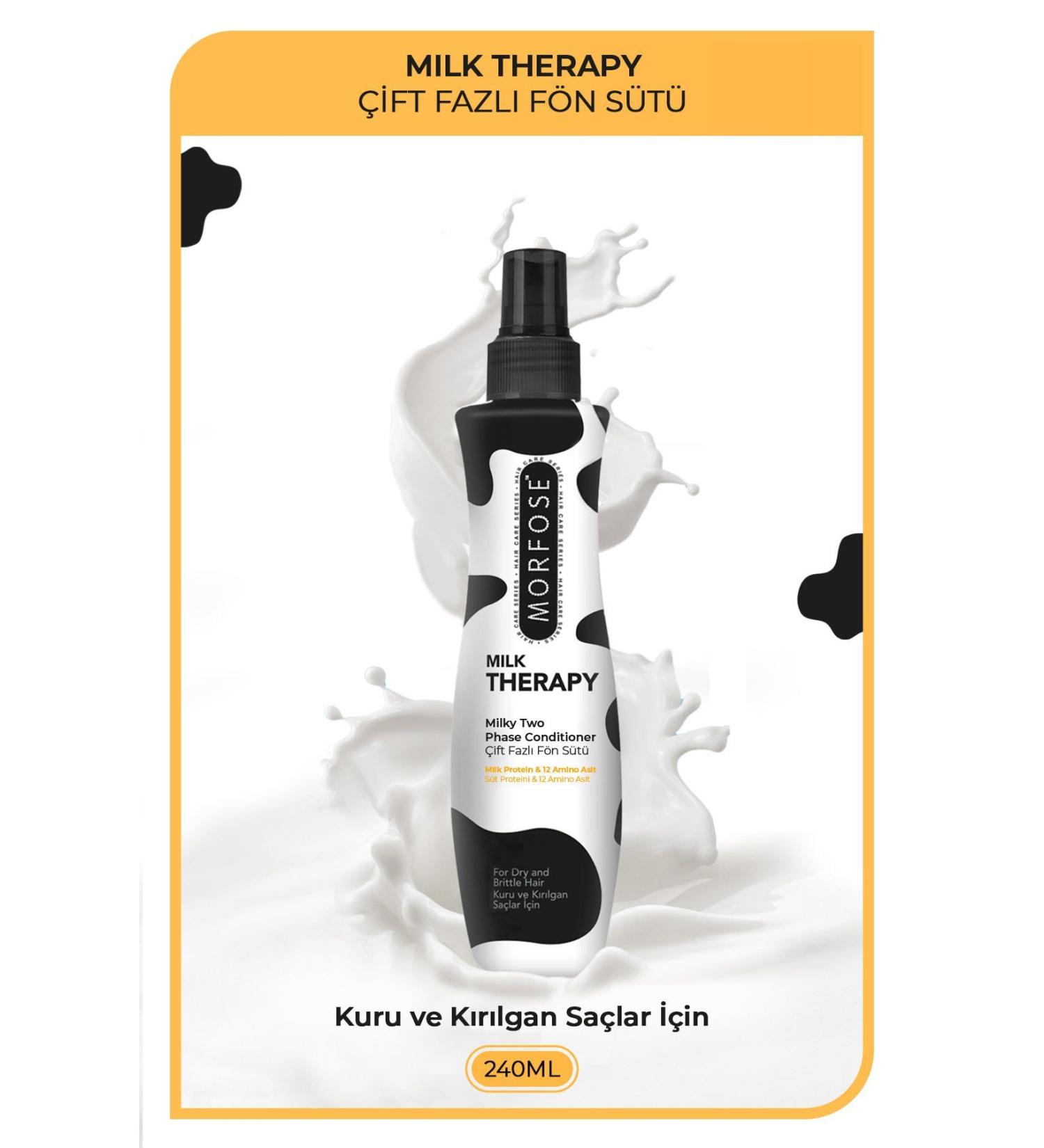 Morfose Milk Therapy Double Phase Hair Care Blow Dry Milk 240 ml - Nourishing Protective Effect - Buy Online on GoSupps.com