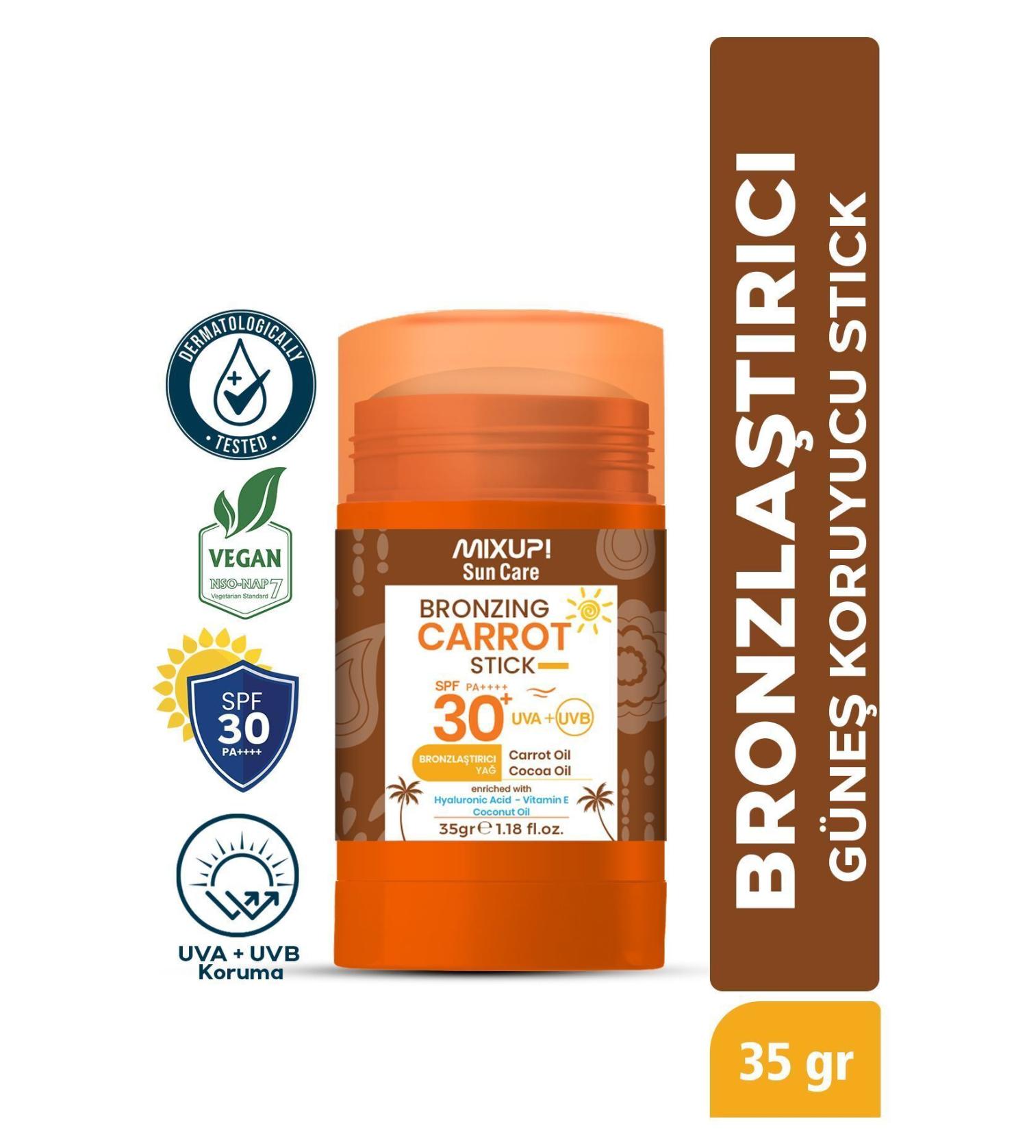 Mixup Intensive Bronzing Sunscreen Stick SPF 30+ Cocoa and Carrot Oil 35 GR - Buy Online on GoSupps.com