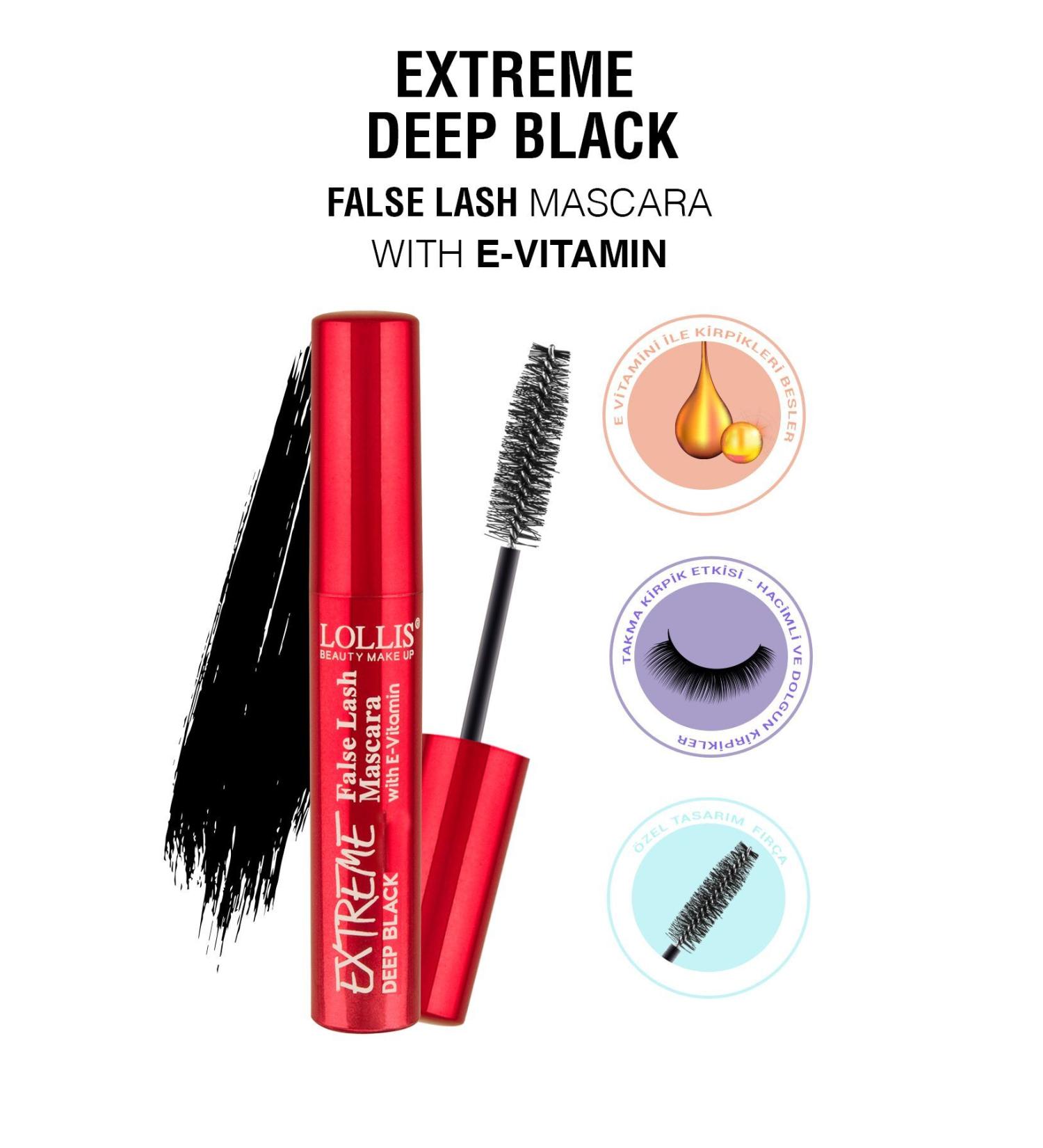 Lollis Extreme Deep Black False Lash Mascara / Intense Black Mascara / Intense Black Mascara - Buy Online on GoSupps.com