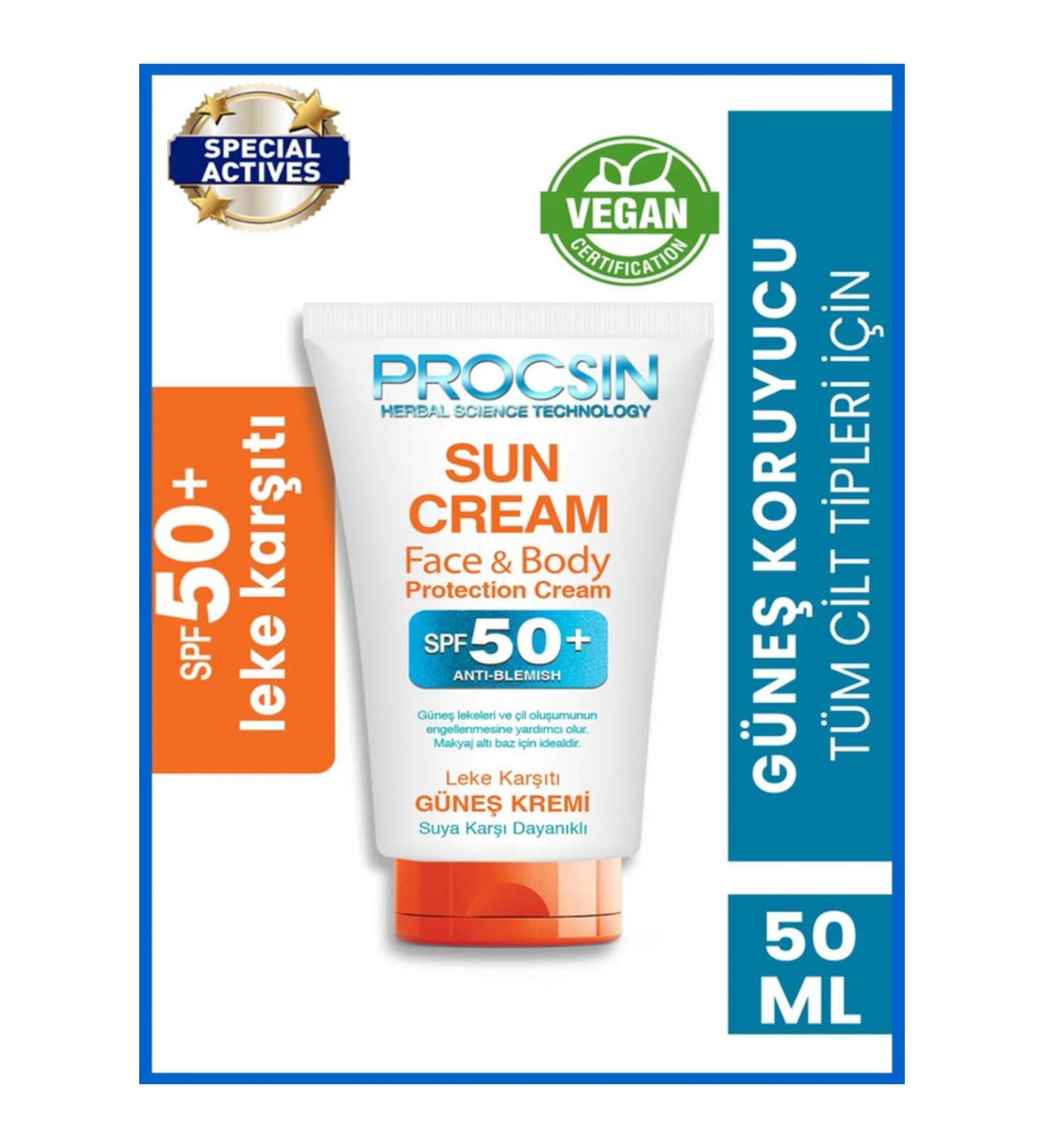 PROCSIN Sun Cream Face&Body SPF50+ 50ML - Buy Online on GoSupps.com