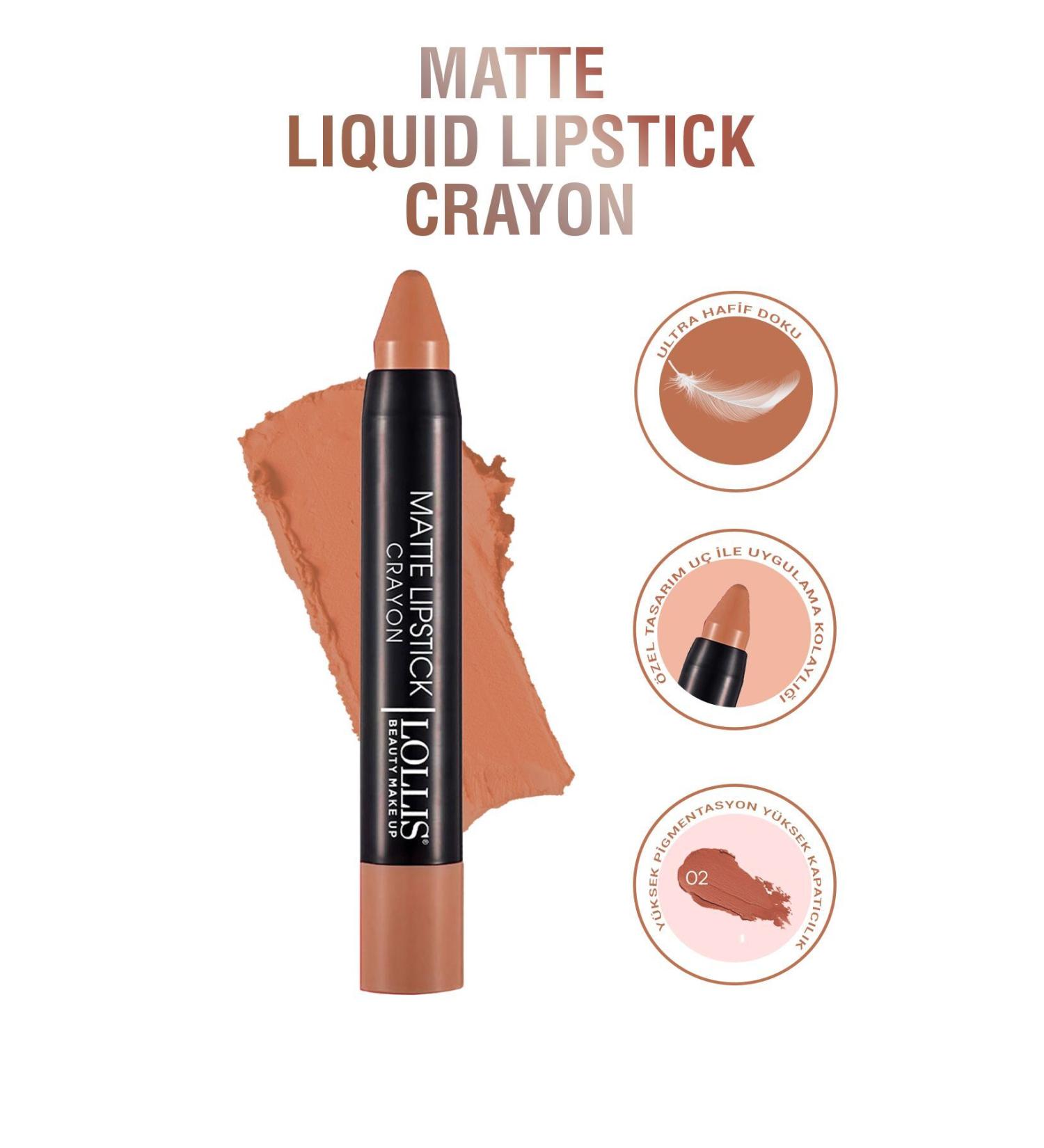 Lollis Matte Lipstick Crayon 02 / Matte Pencil Lipstick Crayon 02 - Buy Online on GoSupps.com