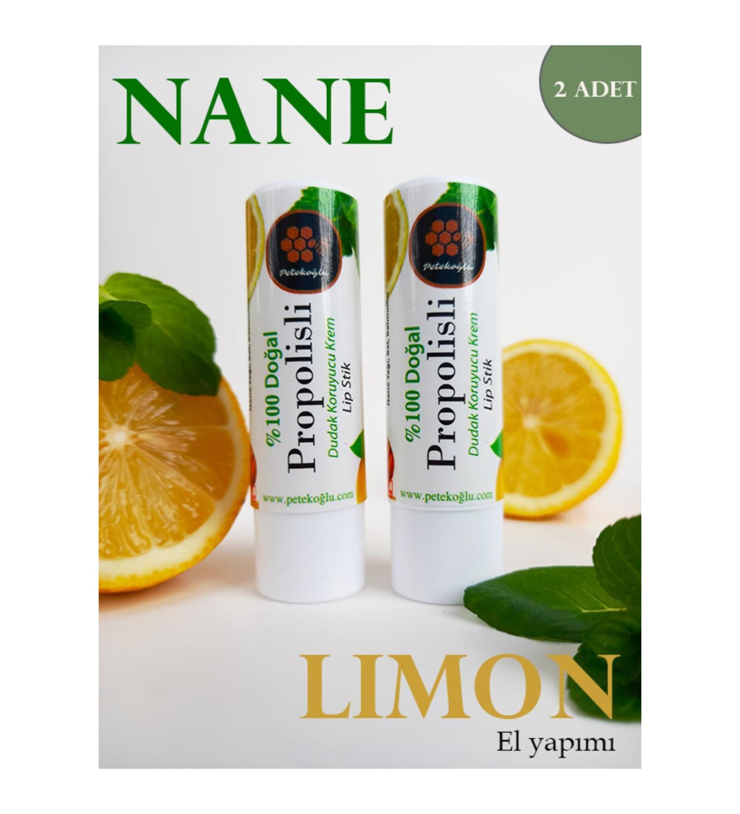 Peteko lu 2 Pieces Lip Cream Natural Lip Balm Lip Protector Lip Repair Propolis Mint Lemon Oil Cream