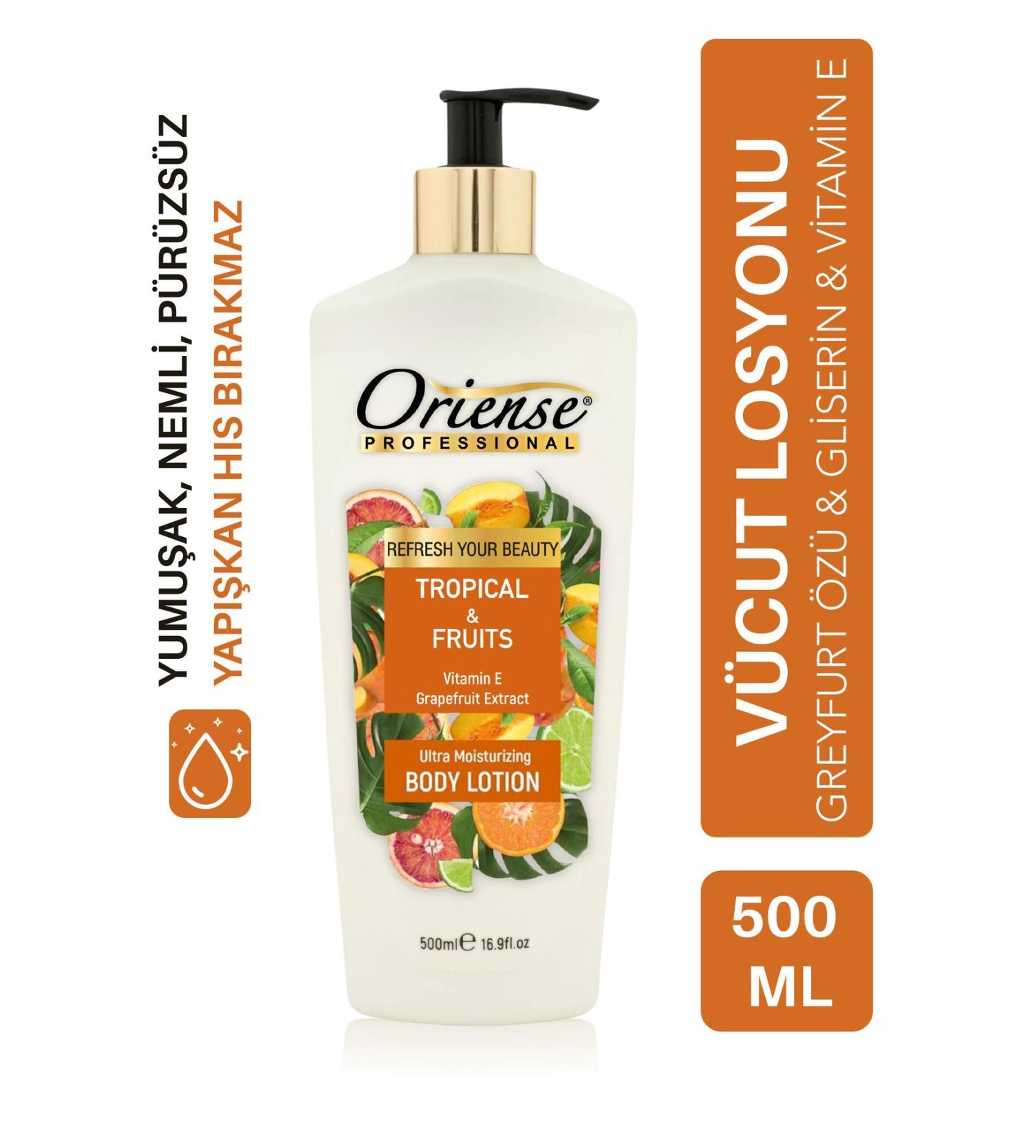 ORIENSE Tropical Fruit Body Lotion - Ultimate Skin Care with Grapefruit Extract Vitamin E and Glycerin 500ml - Buy Online on GoSupps.com